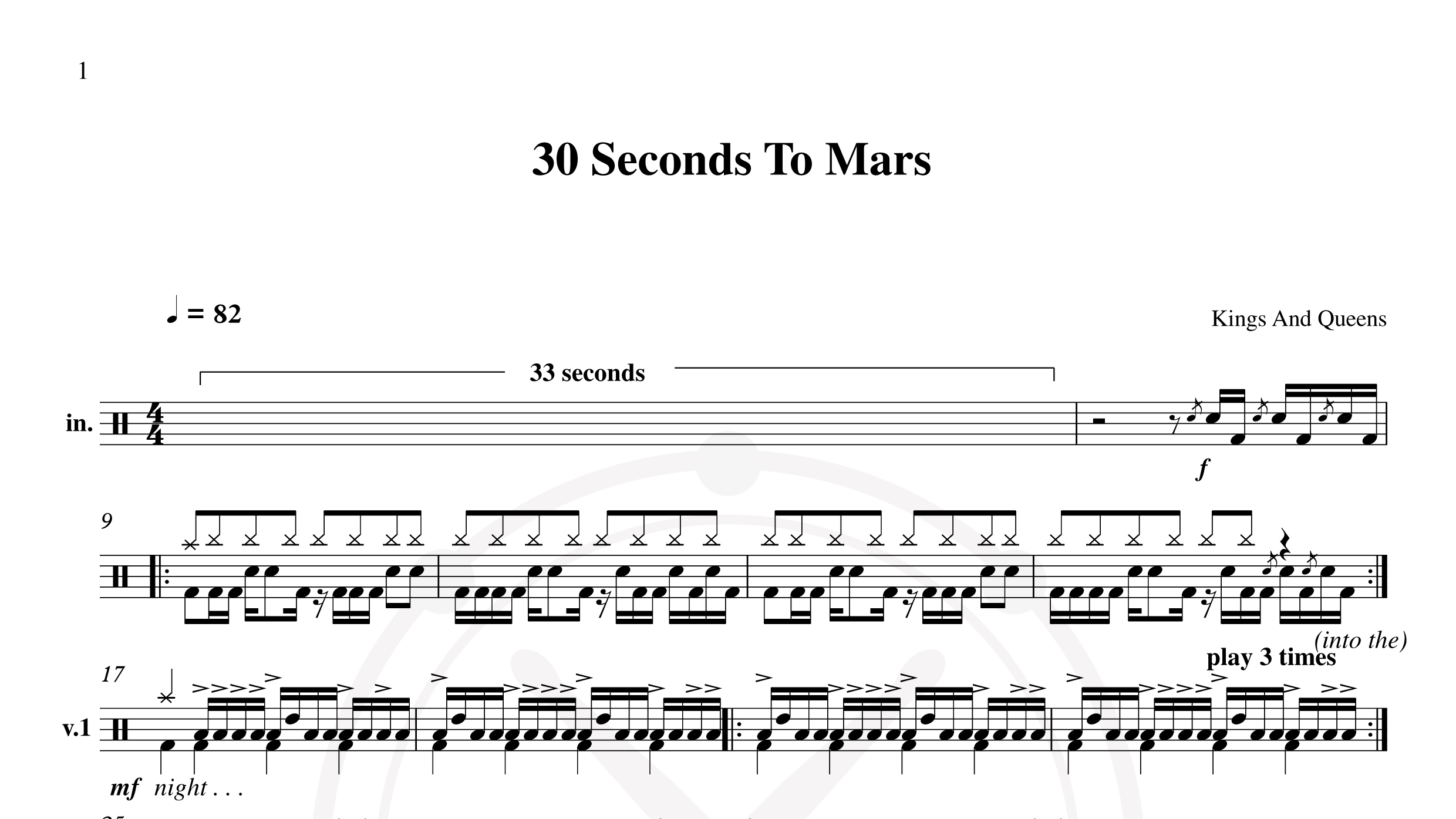 30 Seconds To Mars – Kings and queens鼓谱