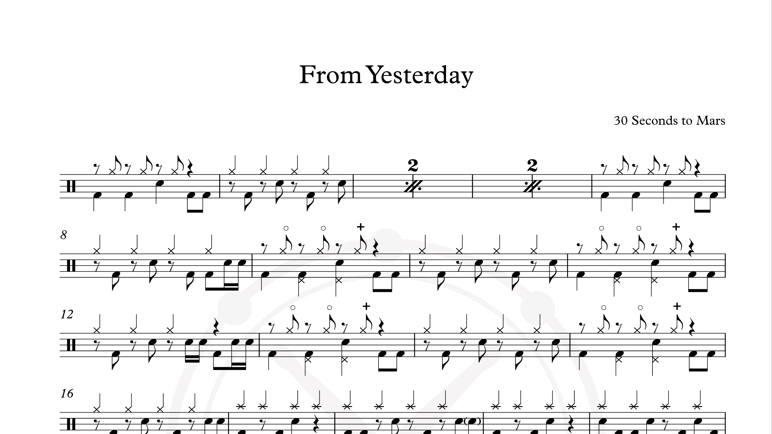 30 Seconds to Mars – From Yesterday鼓谱