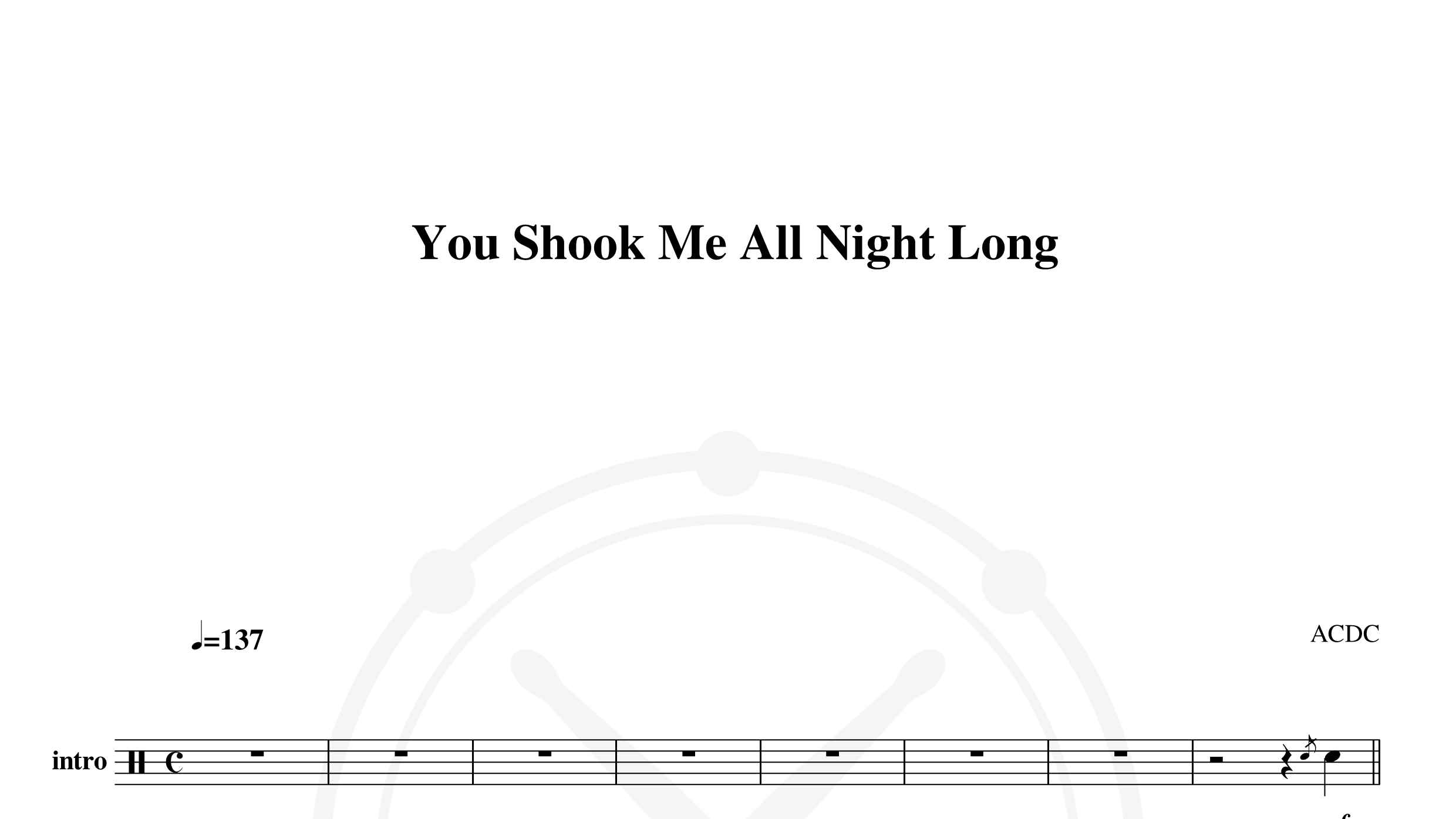 AcDc – You Shook Me All Night Long鼓谱