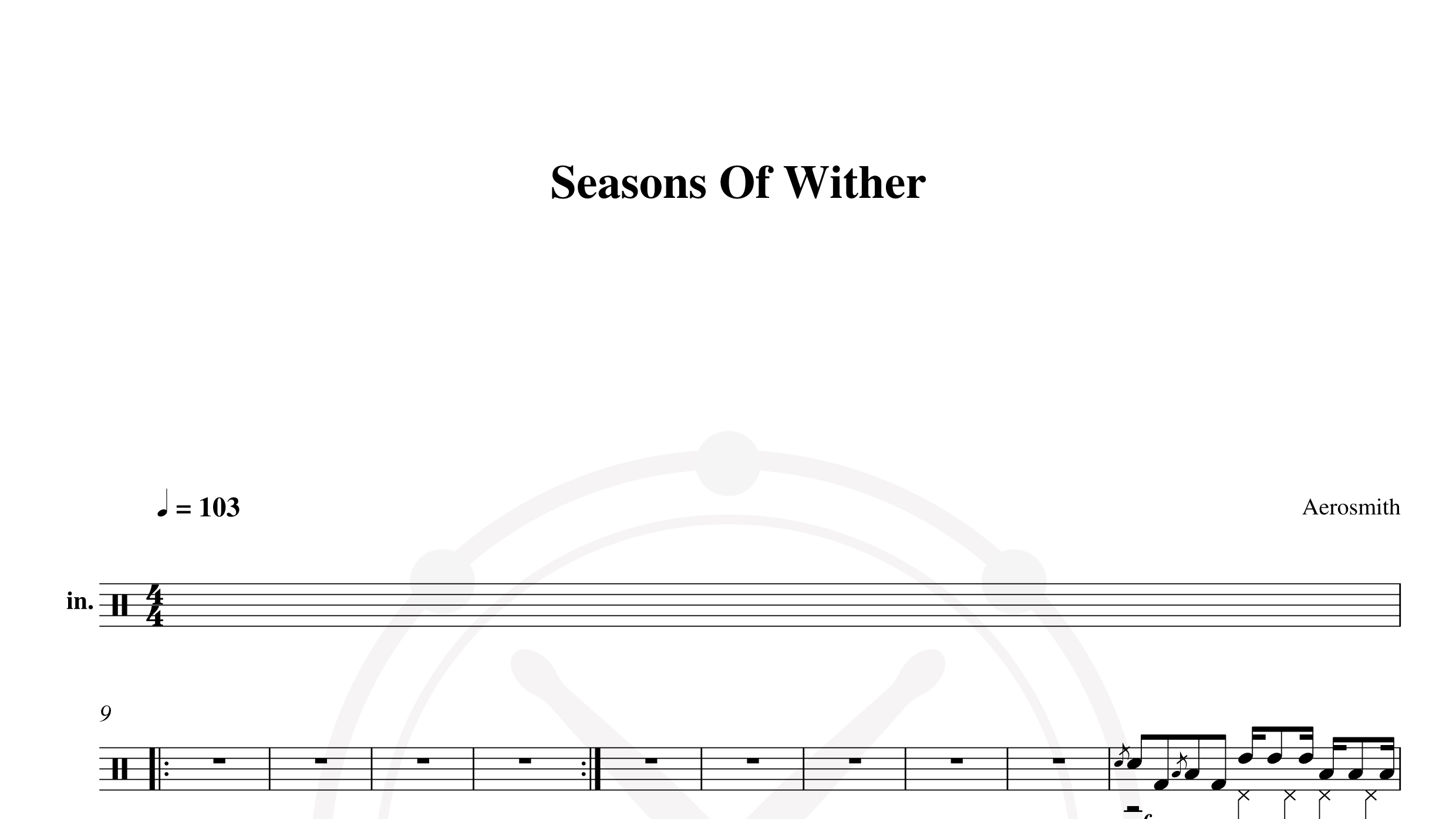 Aerosmith – seasons of wither鼓谱