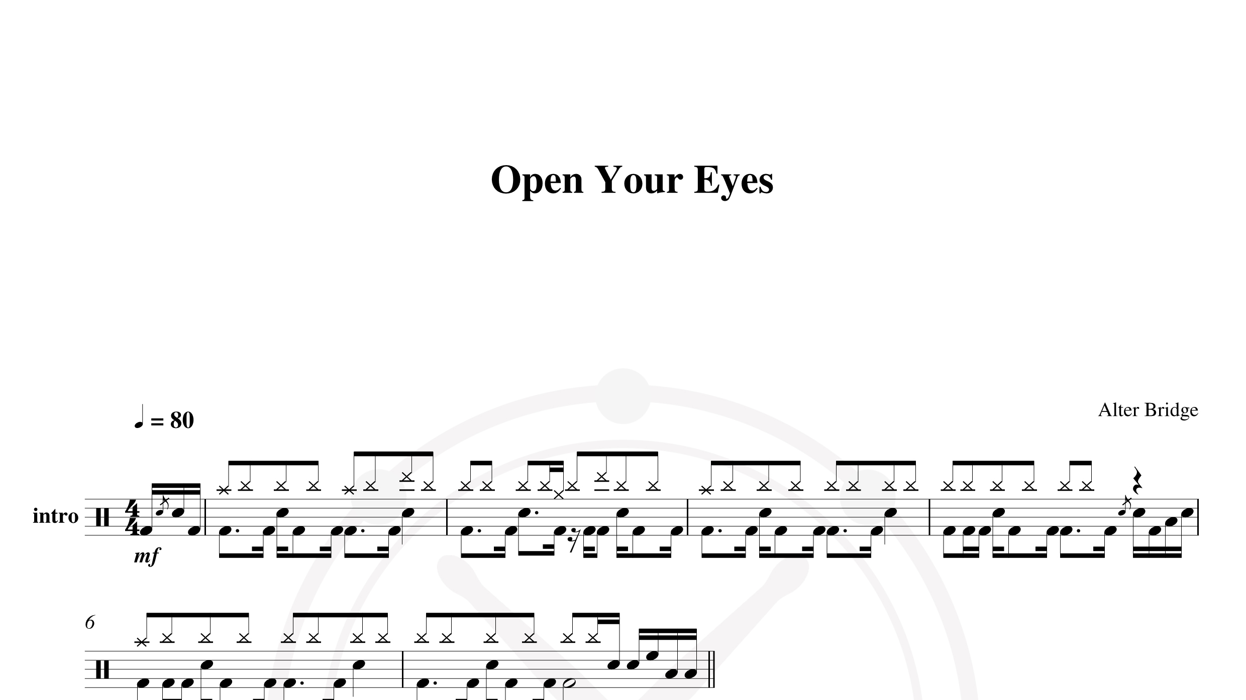 Alter Bridge – open your eyes鼓谱