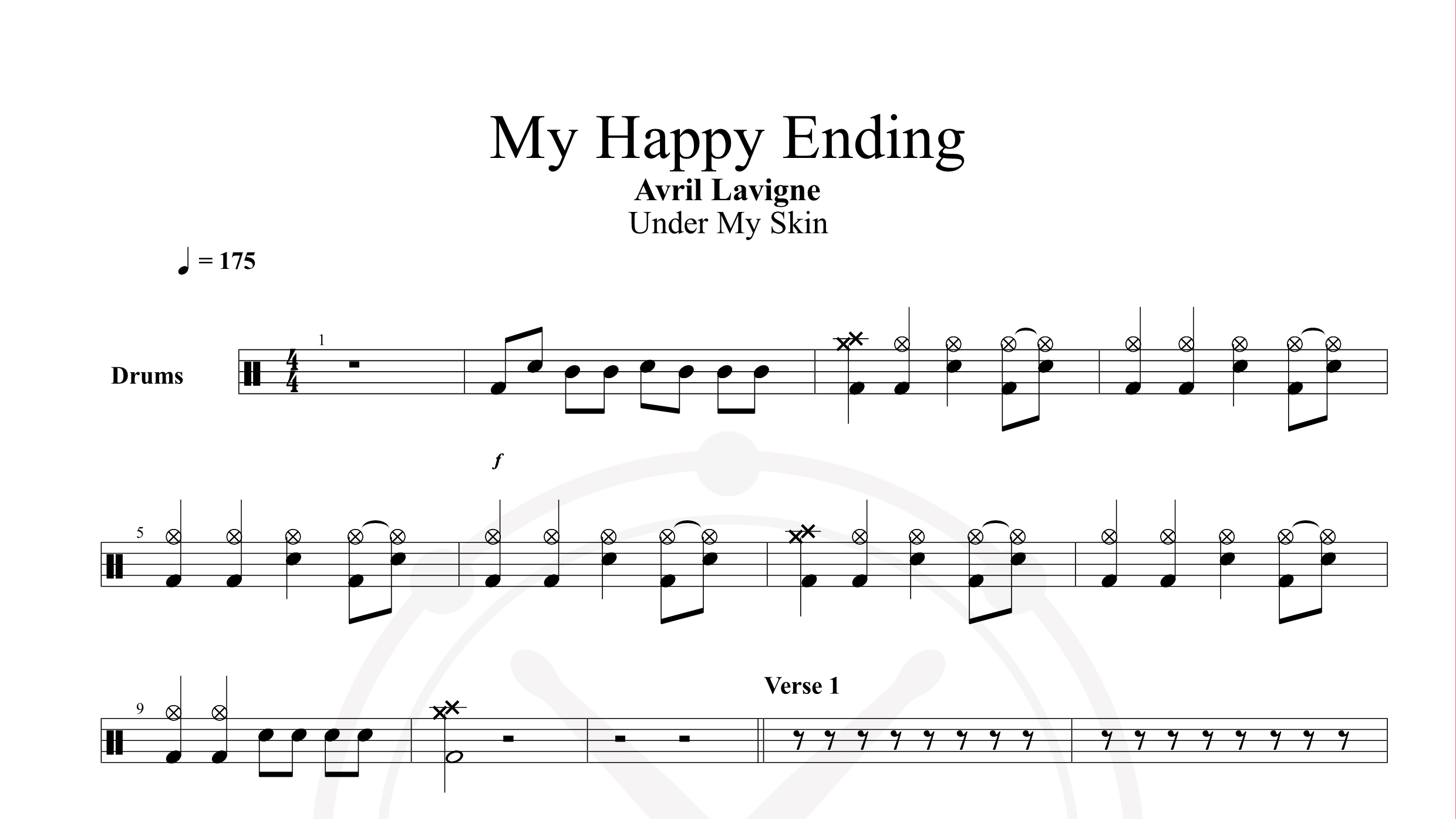Avril Lavigne – My Happy Ending鼓谱