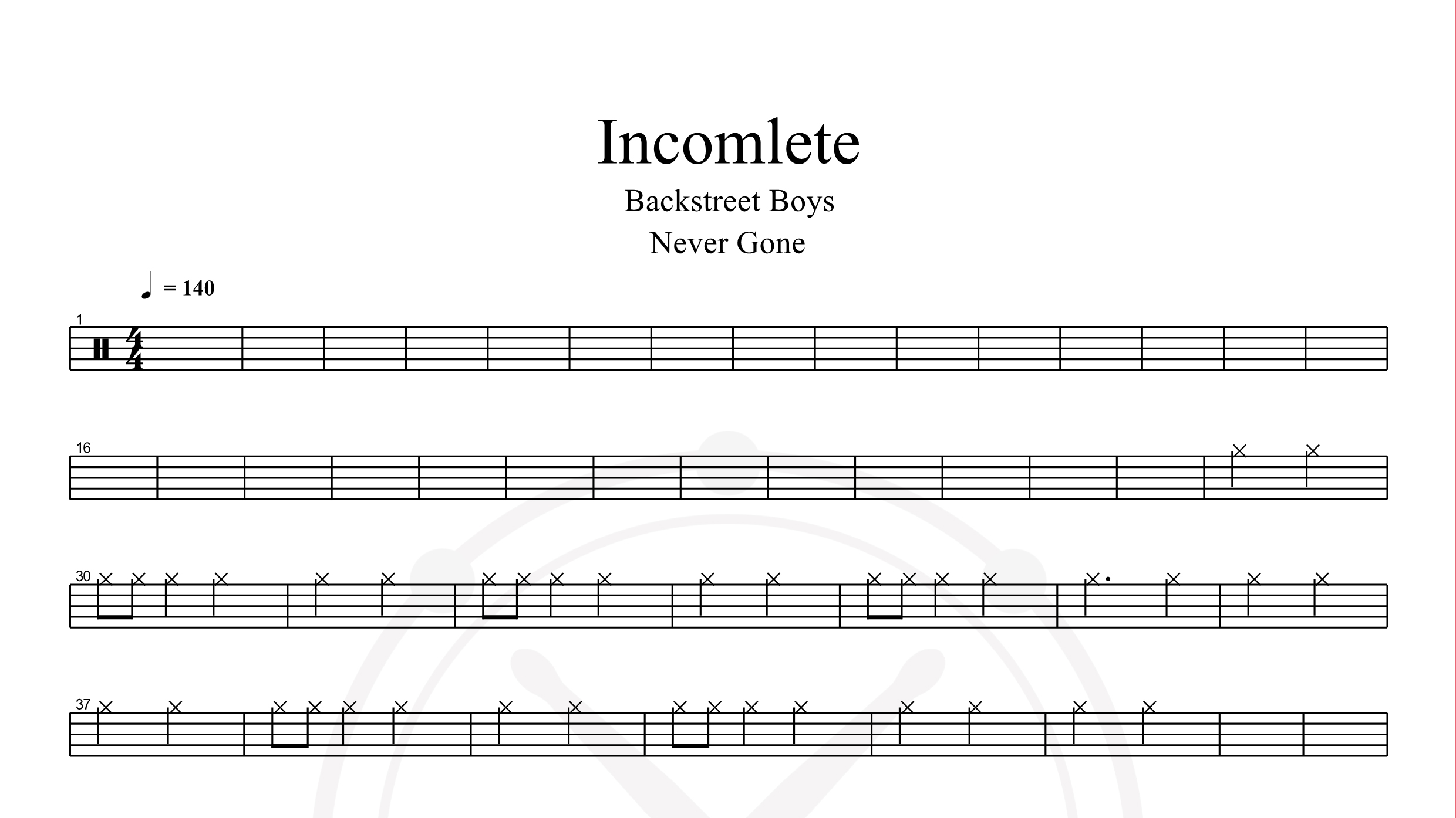 Backstreet Boys – Incomplete鼓谱