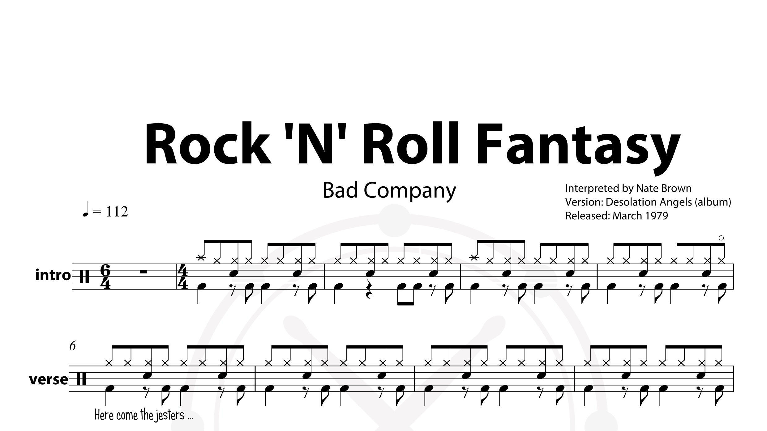Bad Company – Rock And Roll Fantasy鼓谱