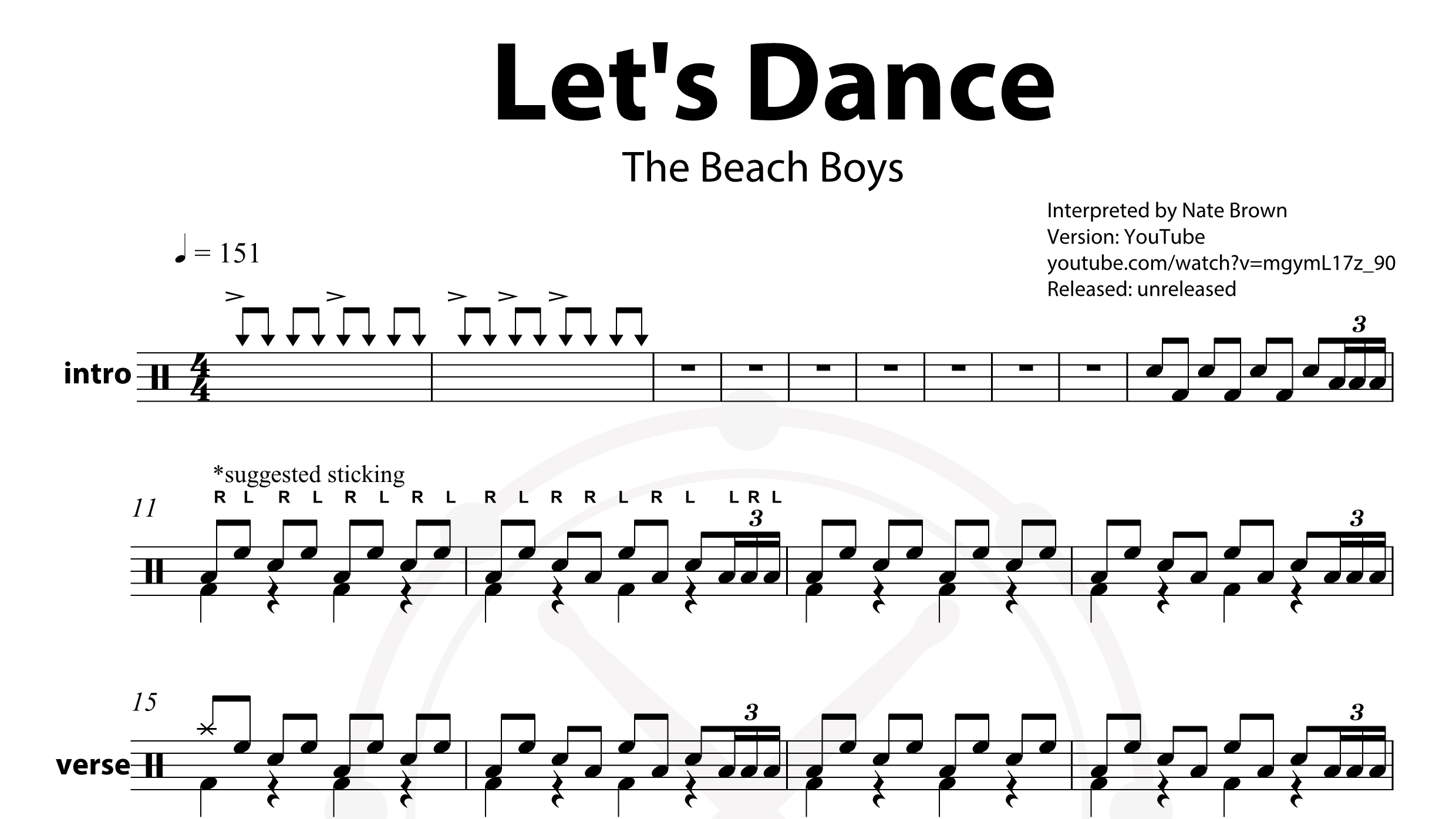 Beach Boys – Let‘s Dance鼓谱
