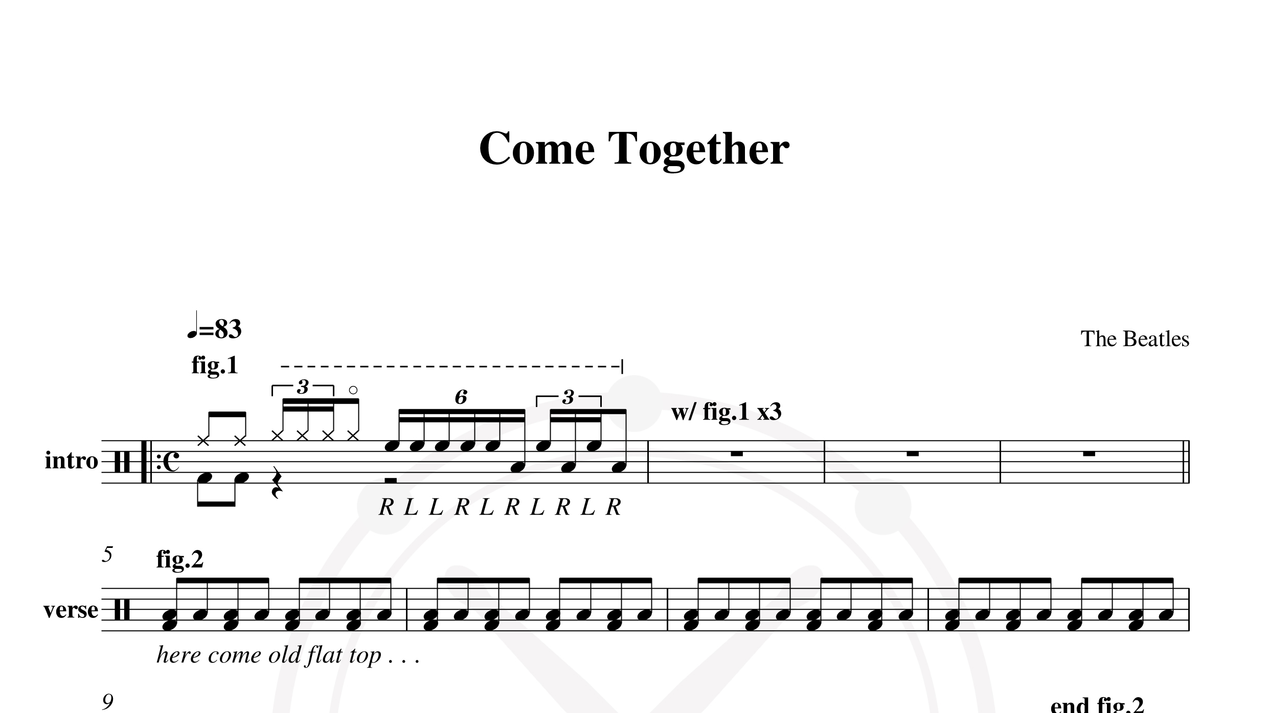 Beatles – Come Together鼓谱