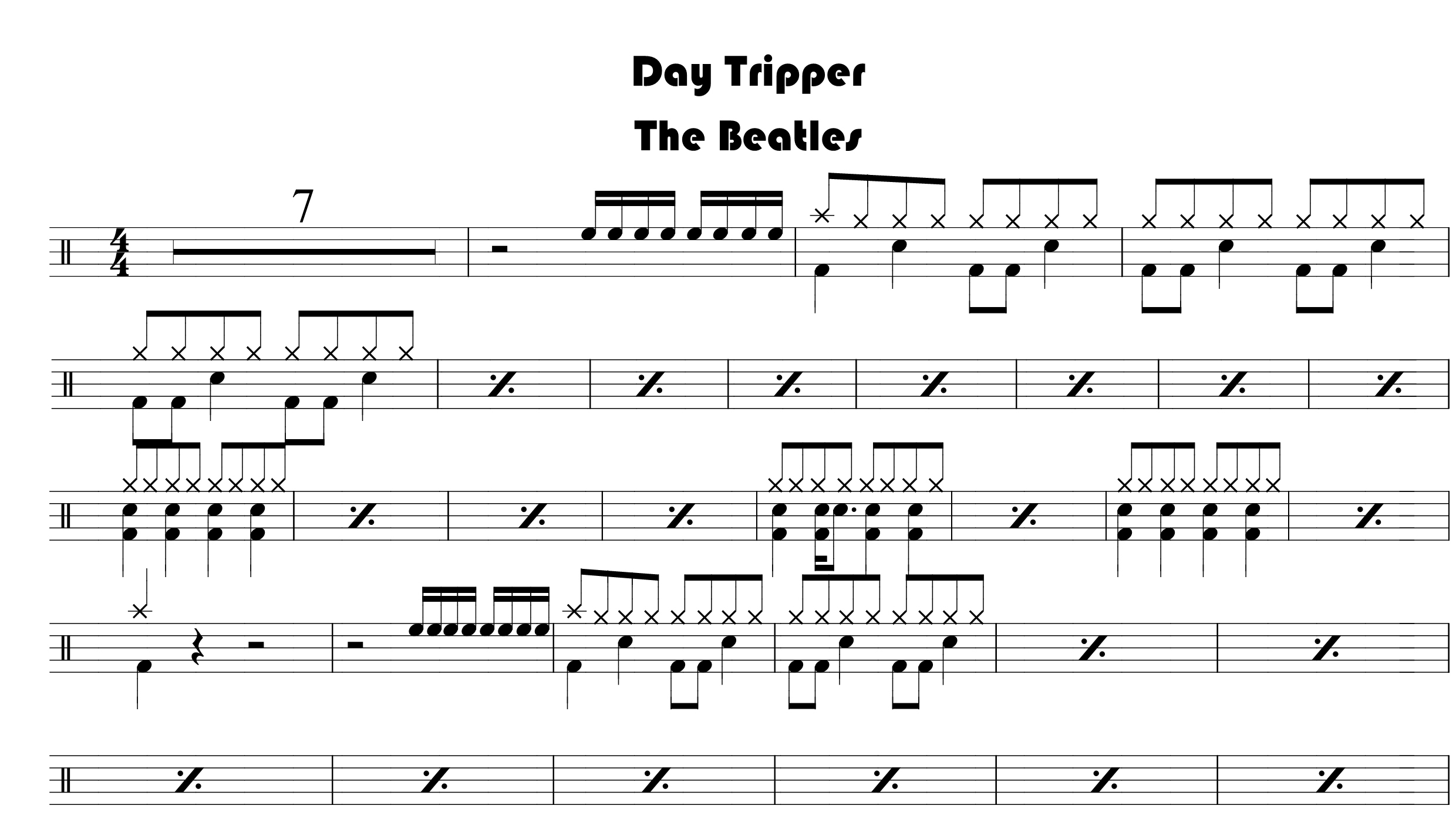 Beatles – Day Tripper鼓谱