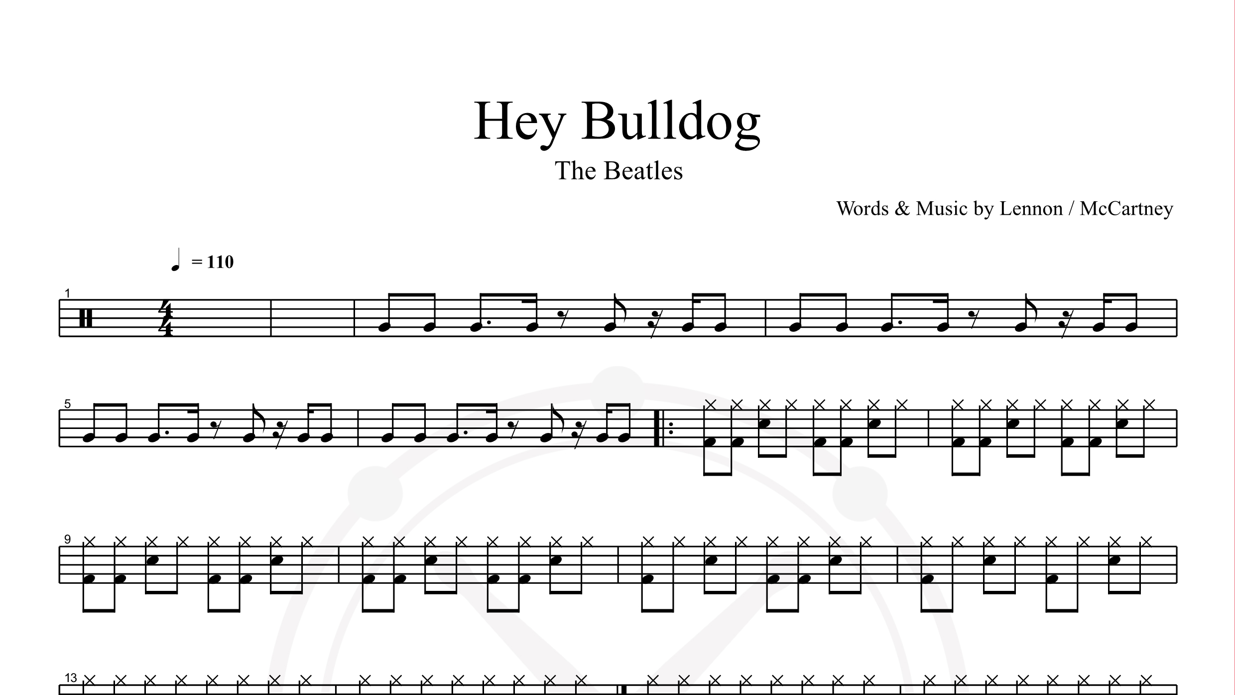 Beatles – Hey Bulldog鼓谱