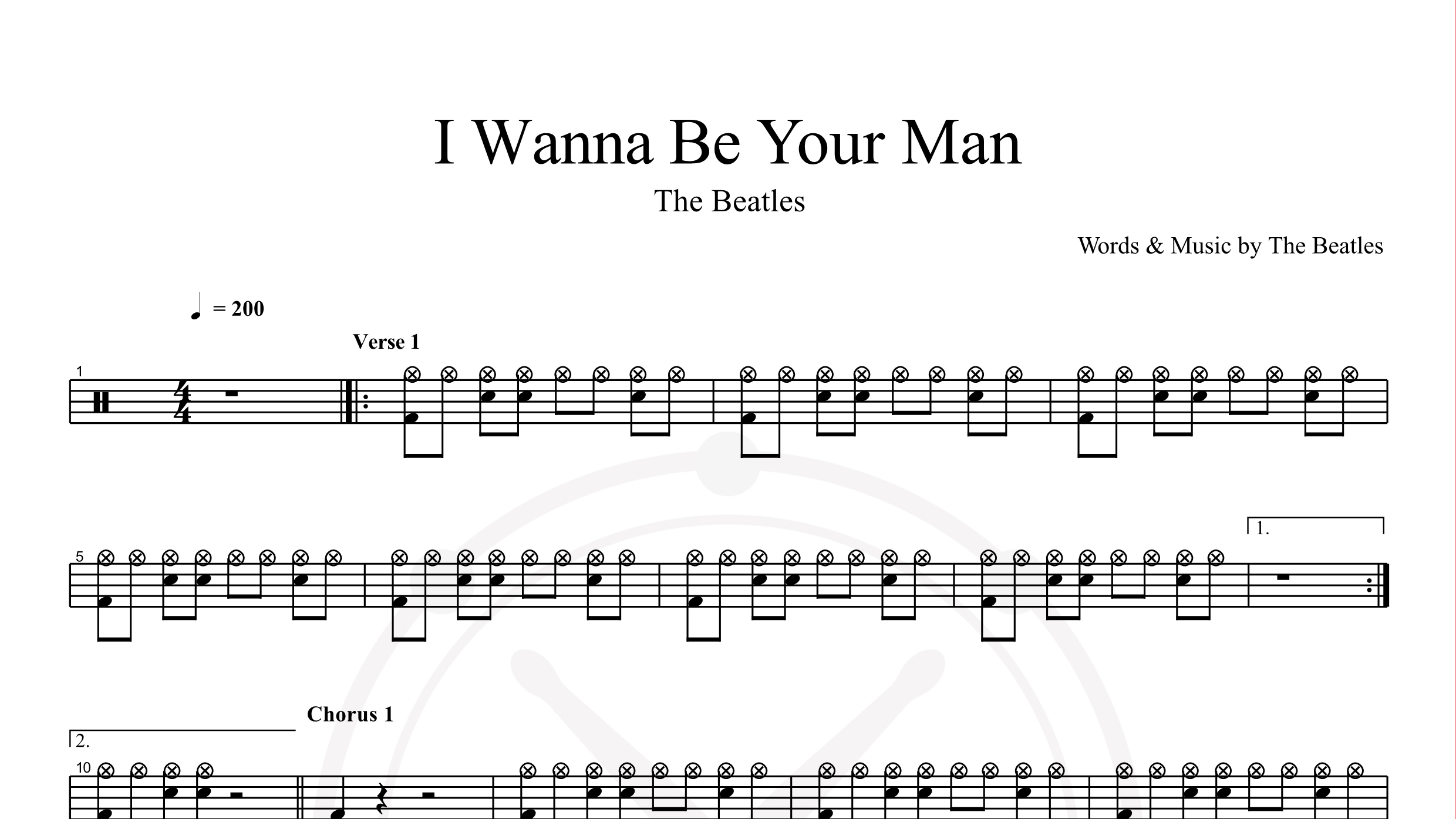 Beatles – I Wanna Be Your Man鼓谱