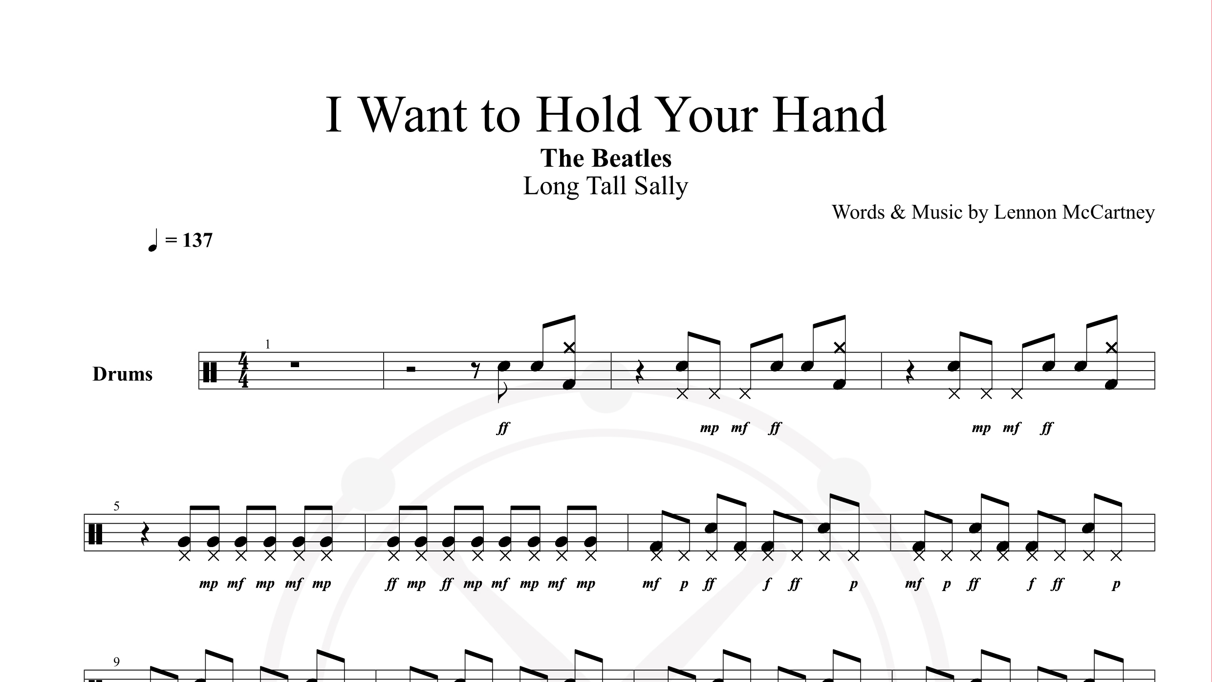 Beatles – I Want to Hold Your Hand鼓谱