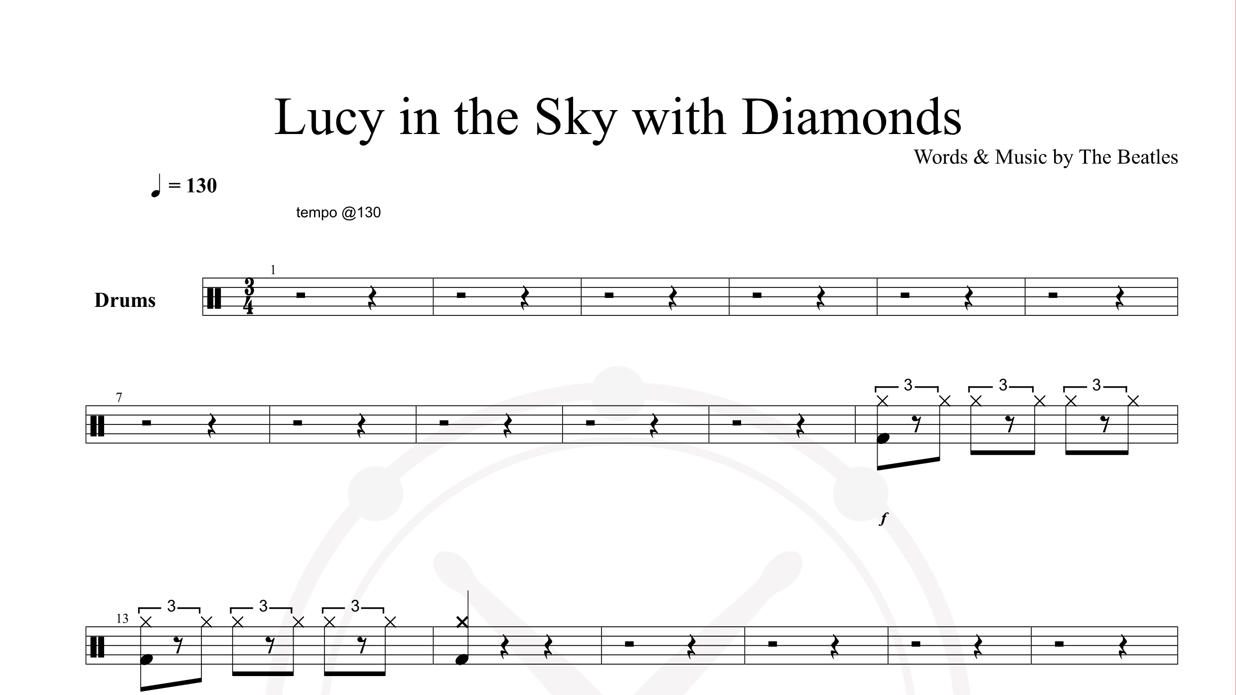 Beatles – Lucy in the Sky with Diamonds鼓谱