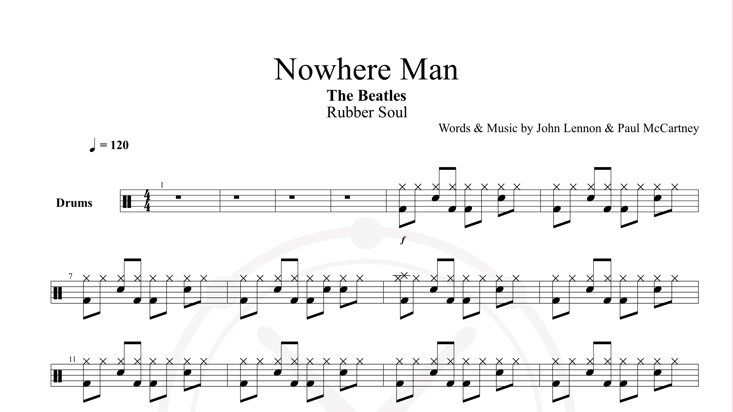 Beatles – Nowhere Man鼓谱