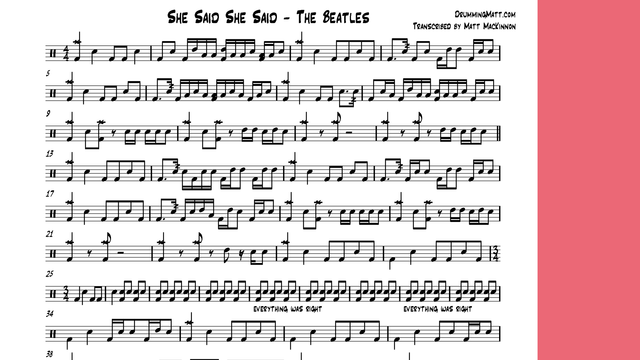 Beatles – She Said鼓谱