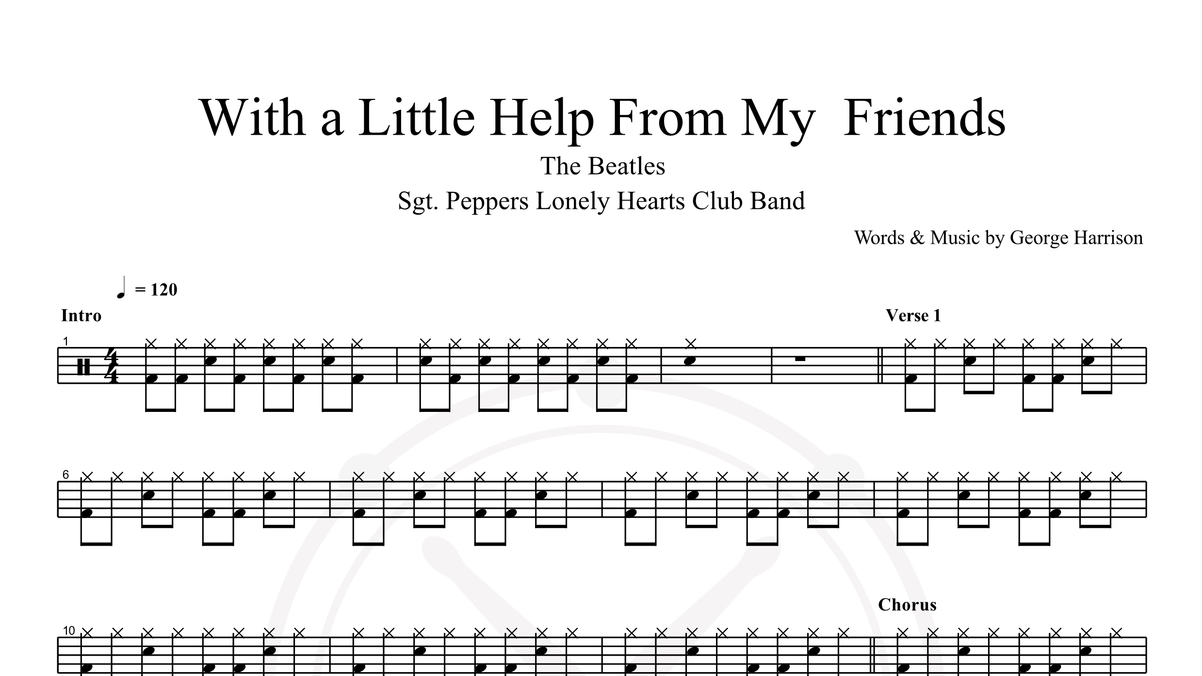 Beatles – With A Little Help From My Friends鼓谱