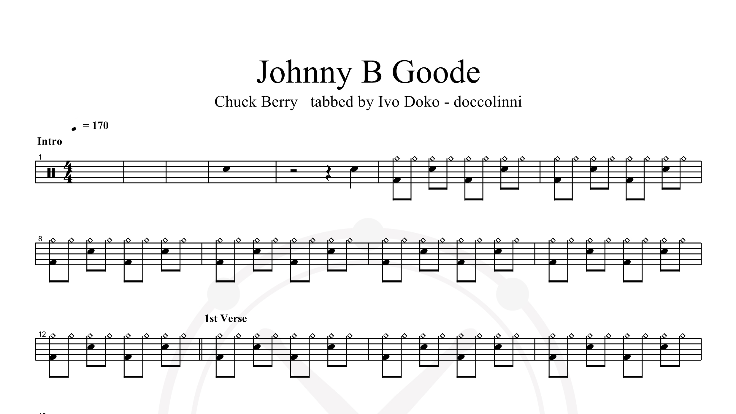 Berry, Chuck – Johnny B Goode鼓谱