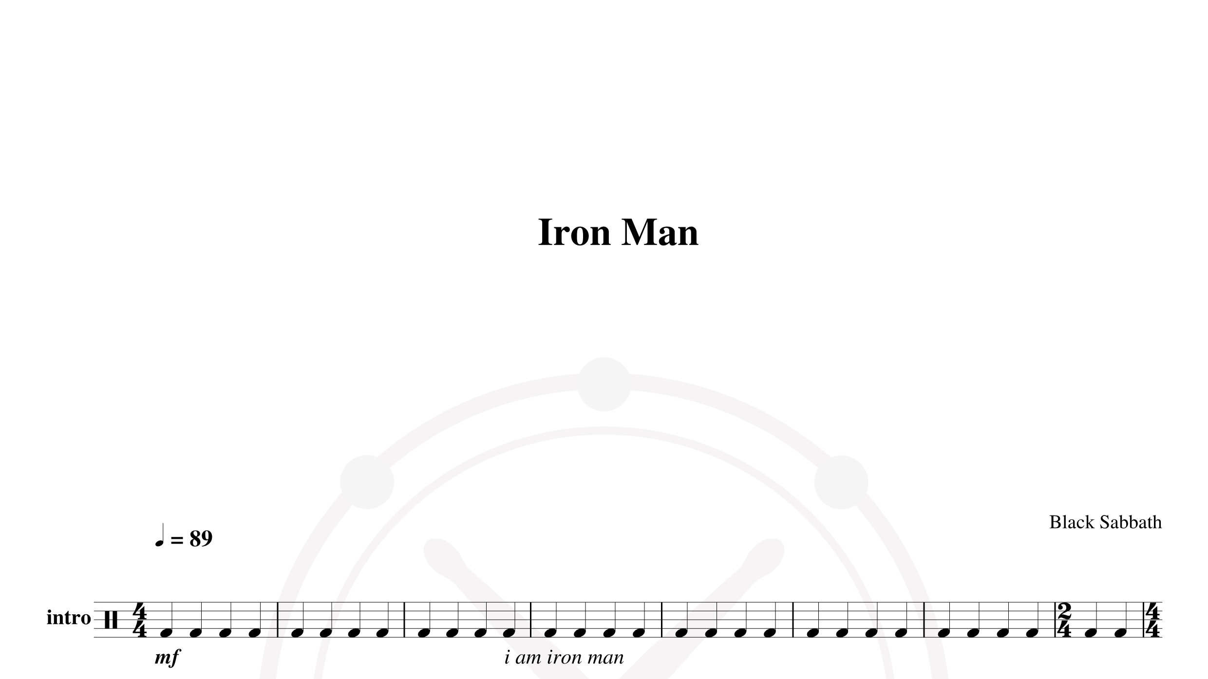 Black Sabbath – Iron Man鼓谱