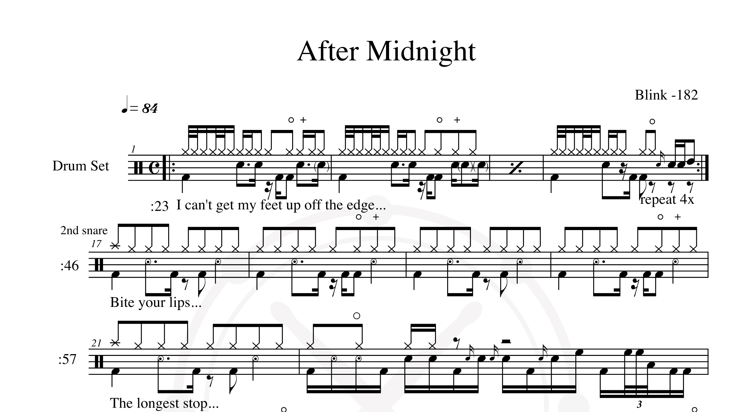 Blink 182 – After midnight鼓谱