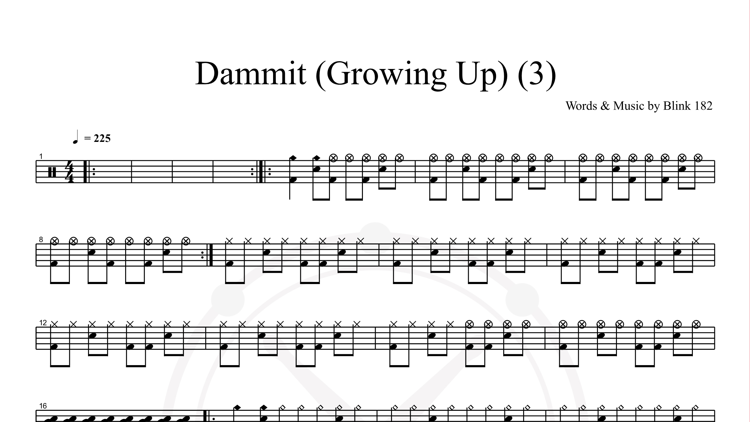 Blink 182 – Dammit (Growing Up)鼓谱