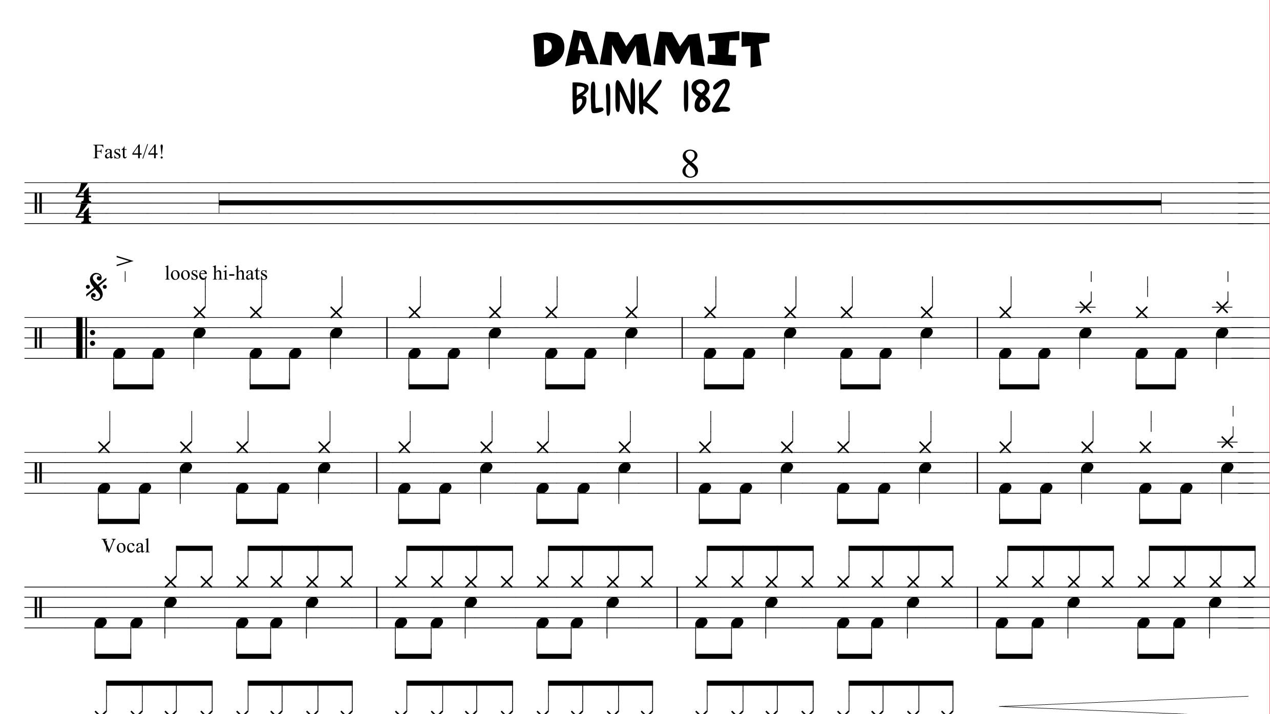 Blink 182 – Dammit鼓谱