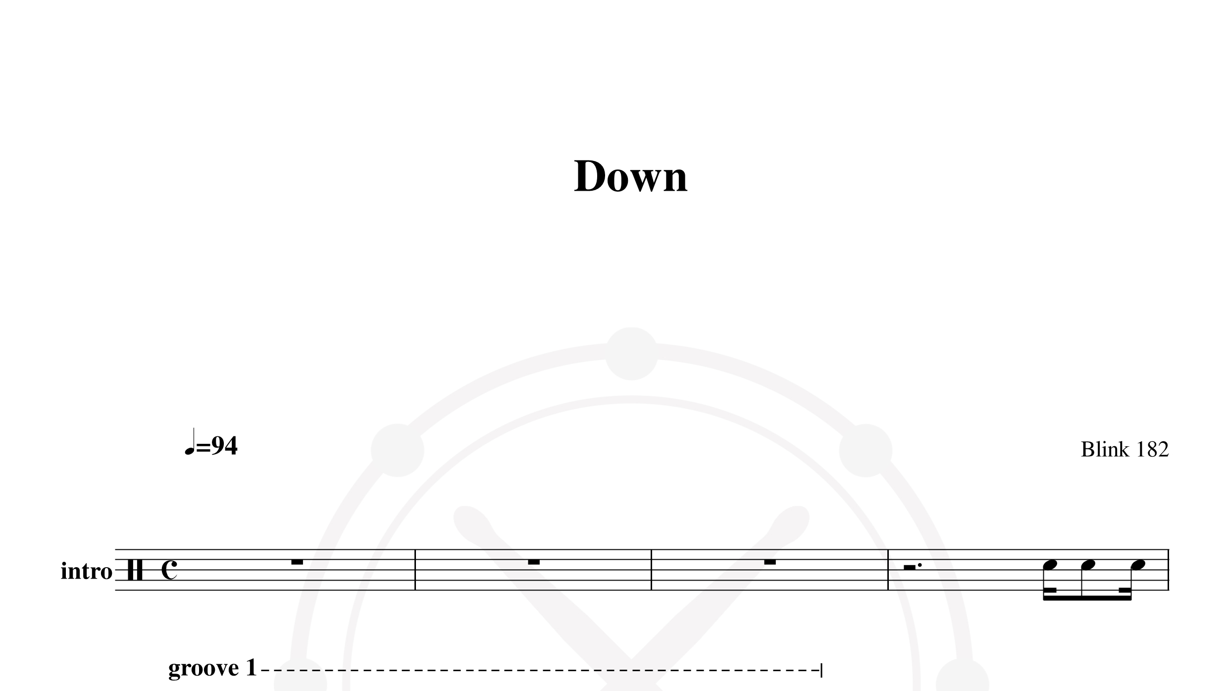 Blink 182 – Down鼓谱