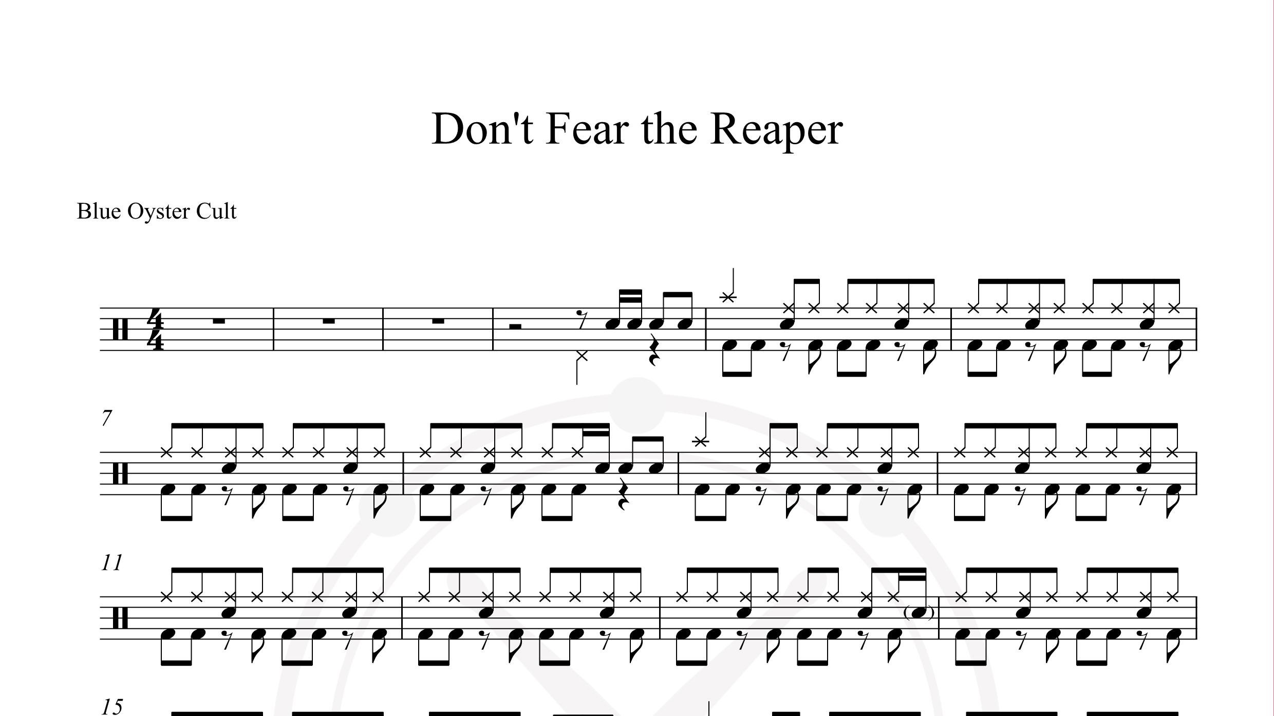 Blue Oyster Cult – Don’t fear the reaper鼓谱