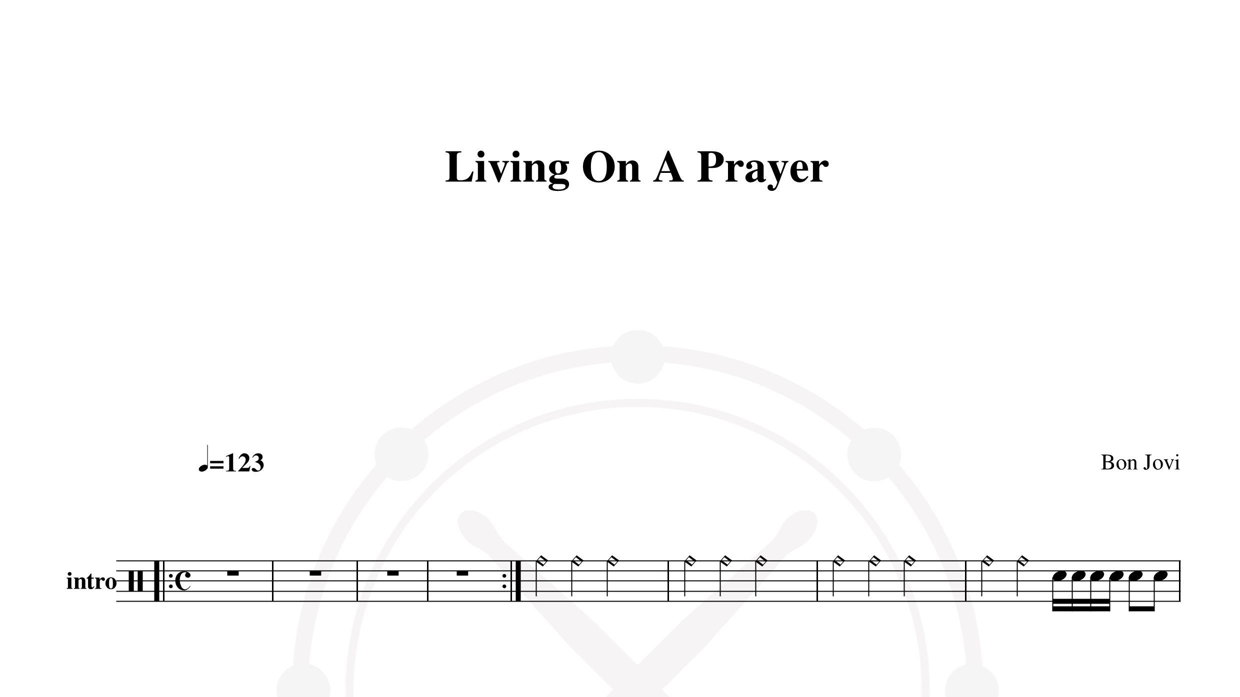 Bon Jovi – Livin’ On A Prayer鼓谱