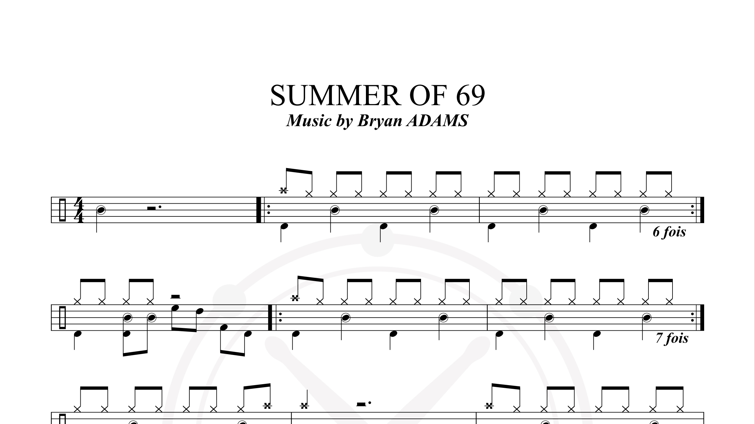 Bryan Adams – Summer Of ’69鼓谱