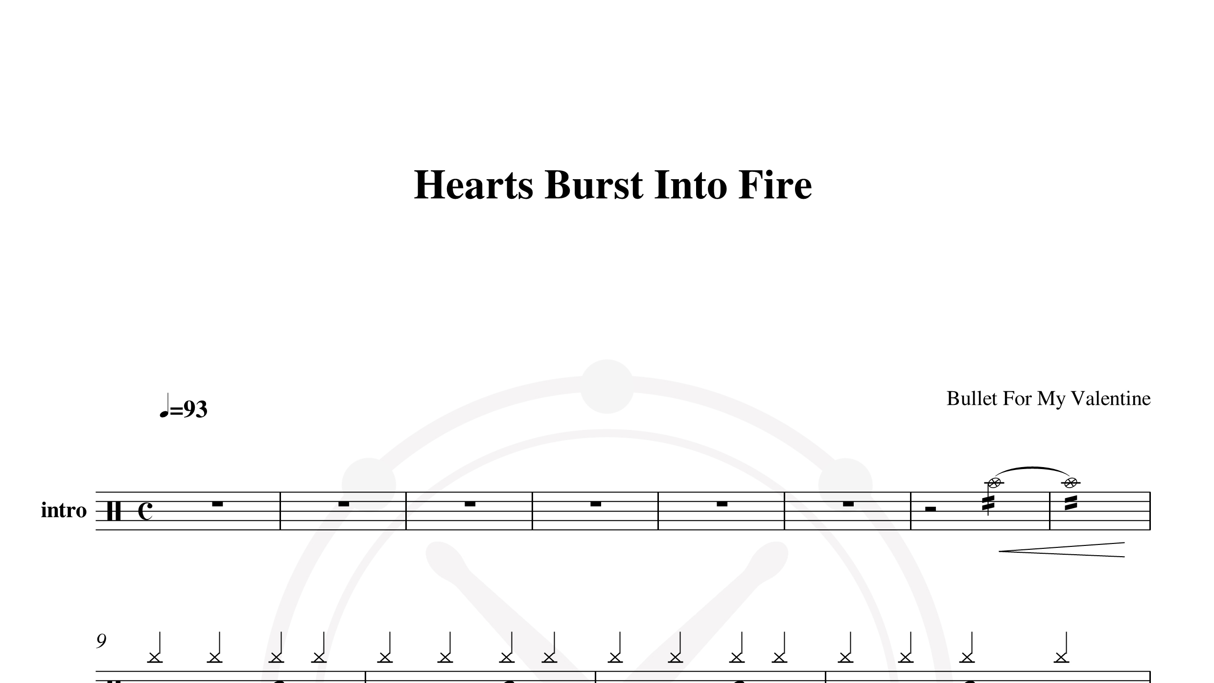 Bullet For My Valentine – JHearts burst into fire鼓谱