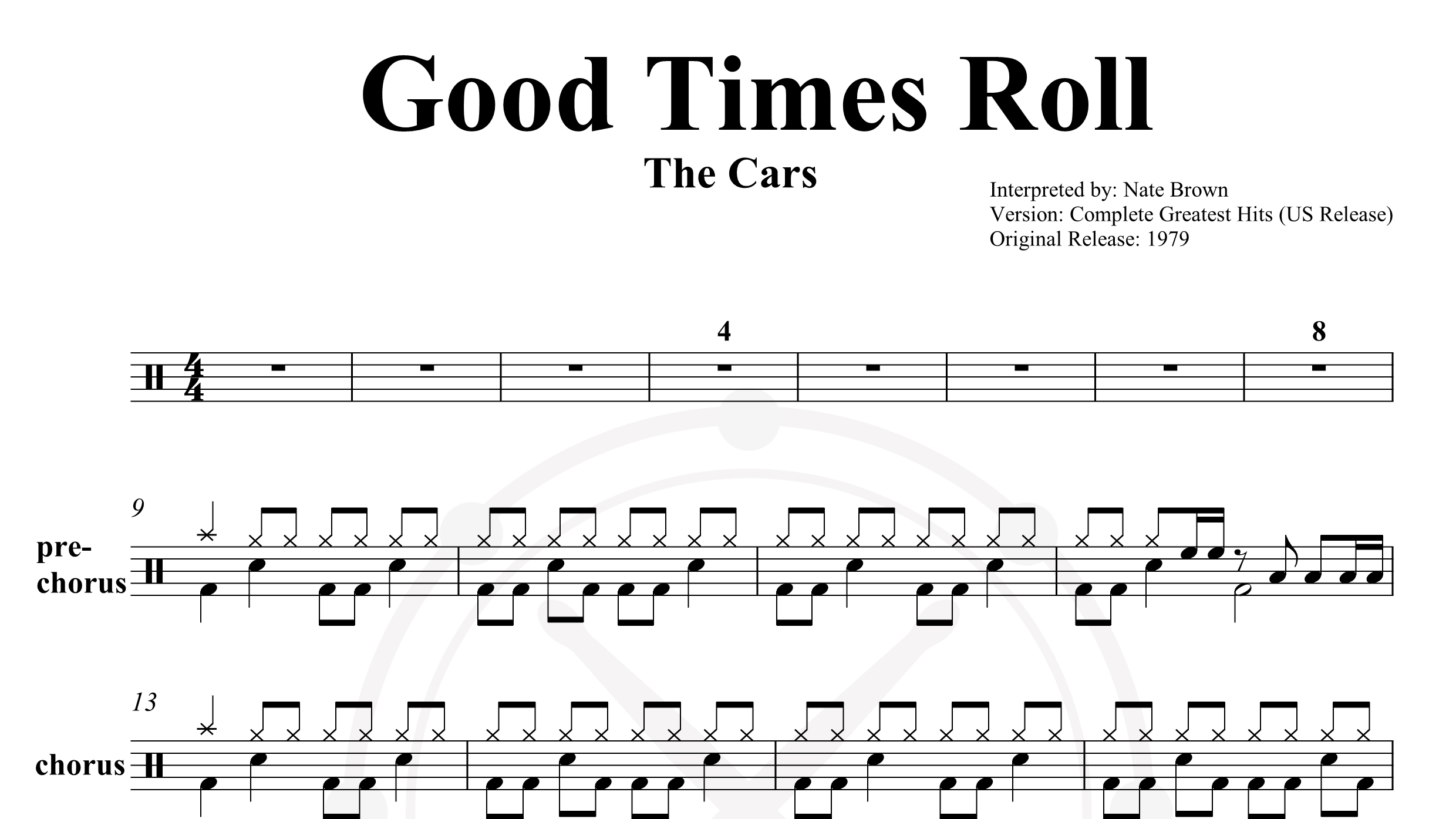 Cars – Good Times Roll鼓谱