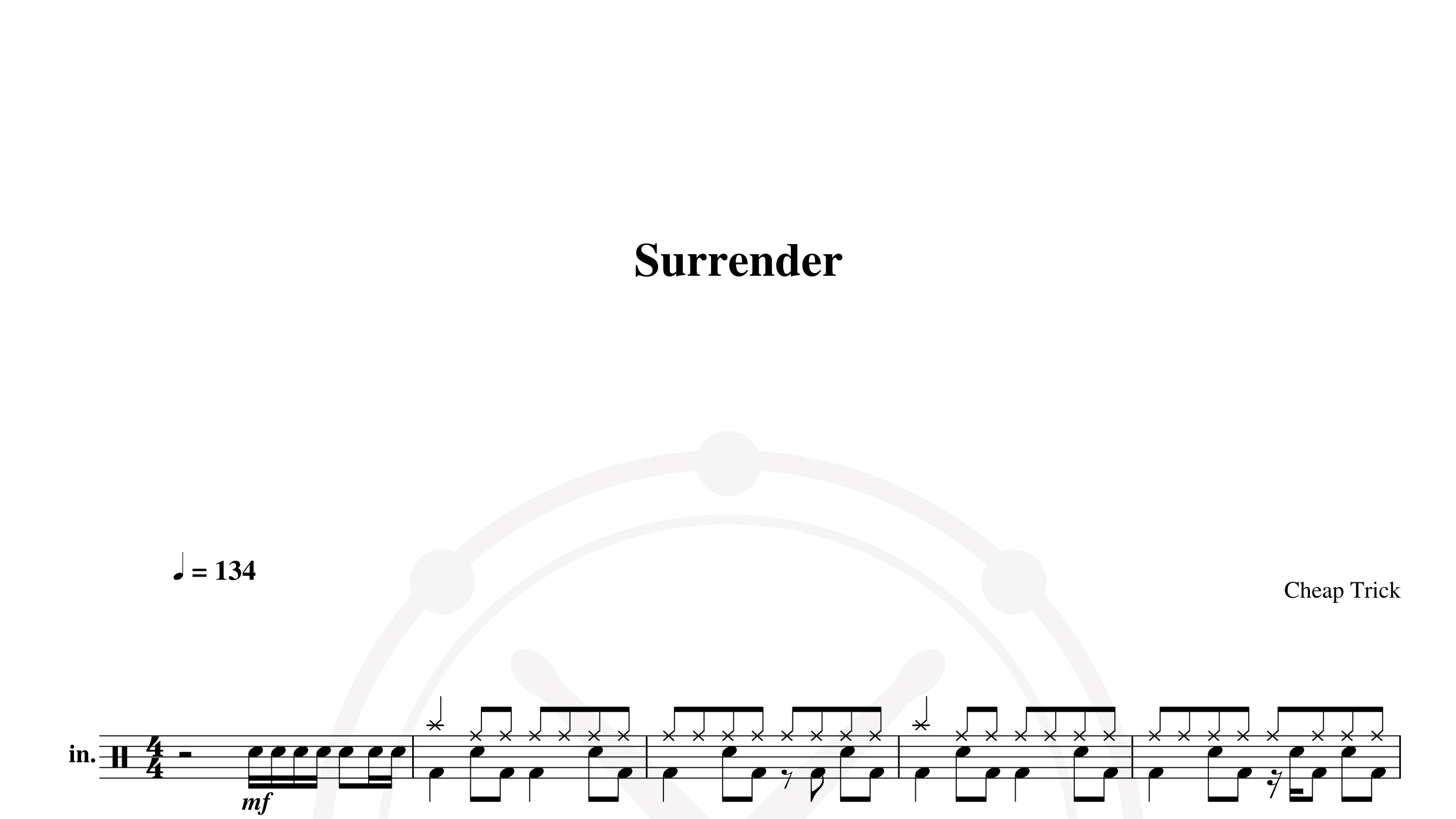 Cheap Trick – surrender鼓谱