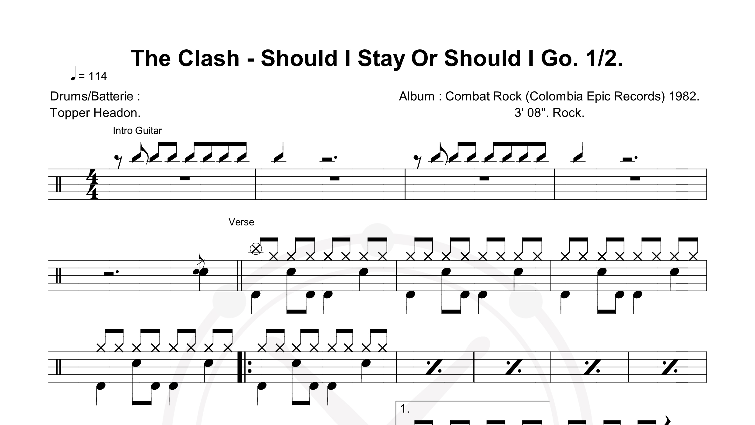 Clash – Should I Stay Or Should I Go鼓谱