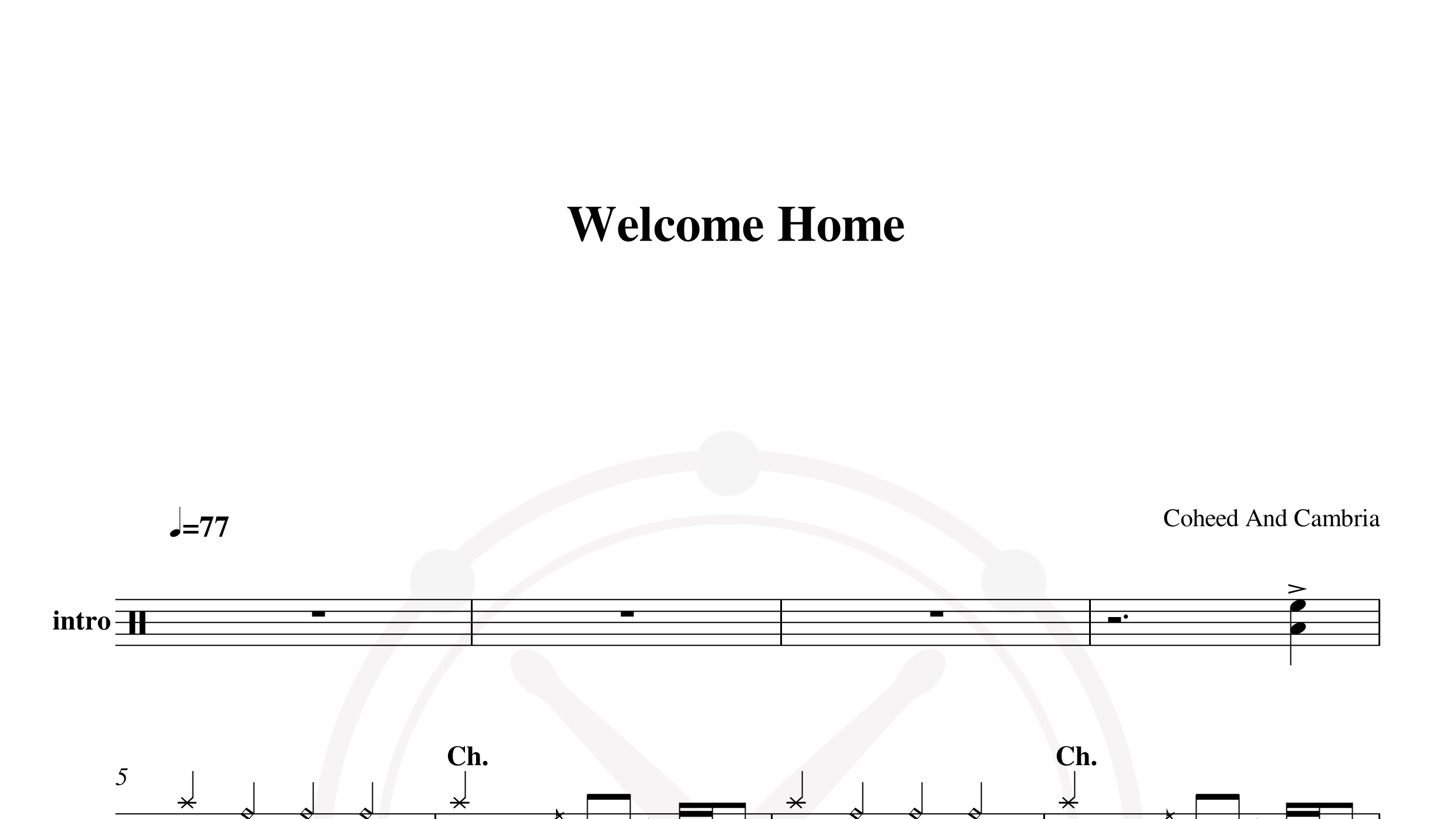 Coheed And Cambria – welcome home鼓谱