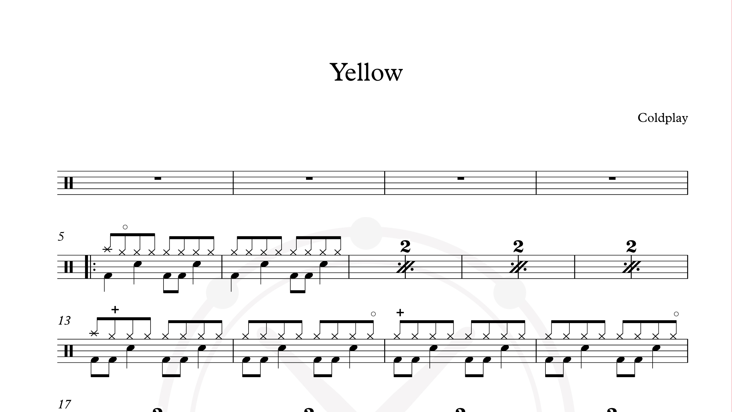 Coldplay – yellow 鼓谱