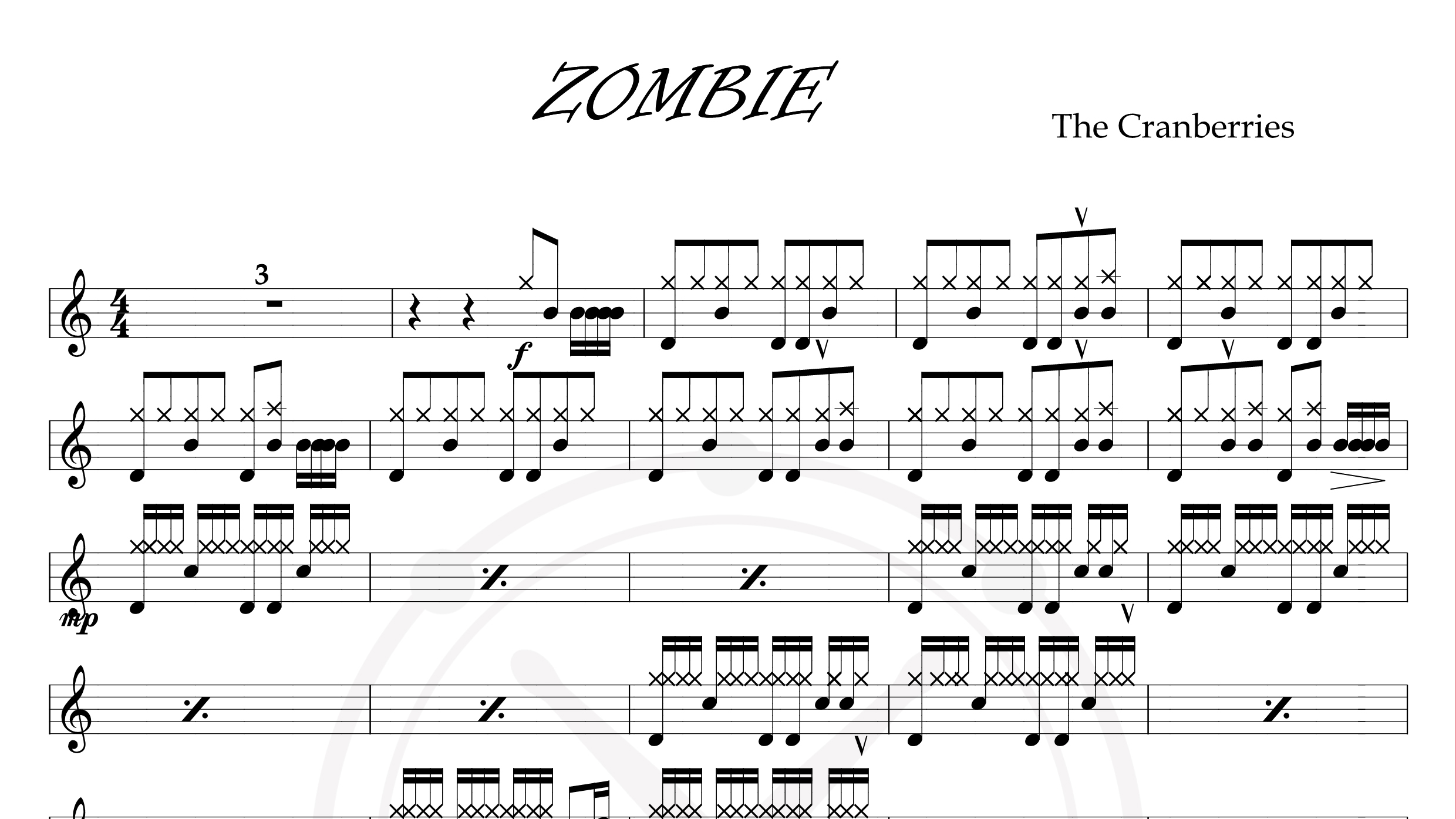 Cranberries – Zombie鼓谱