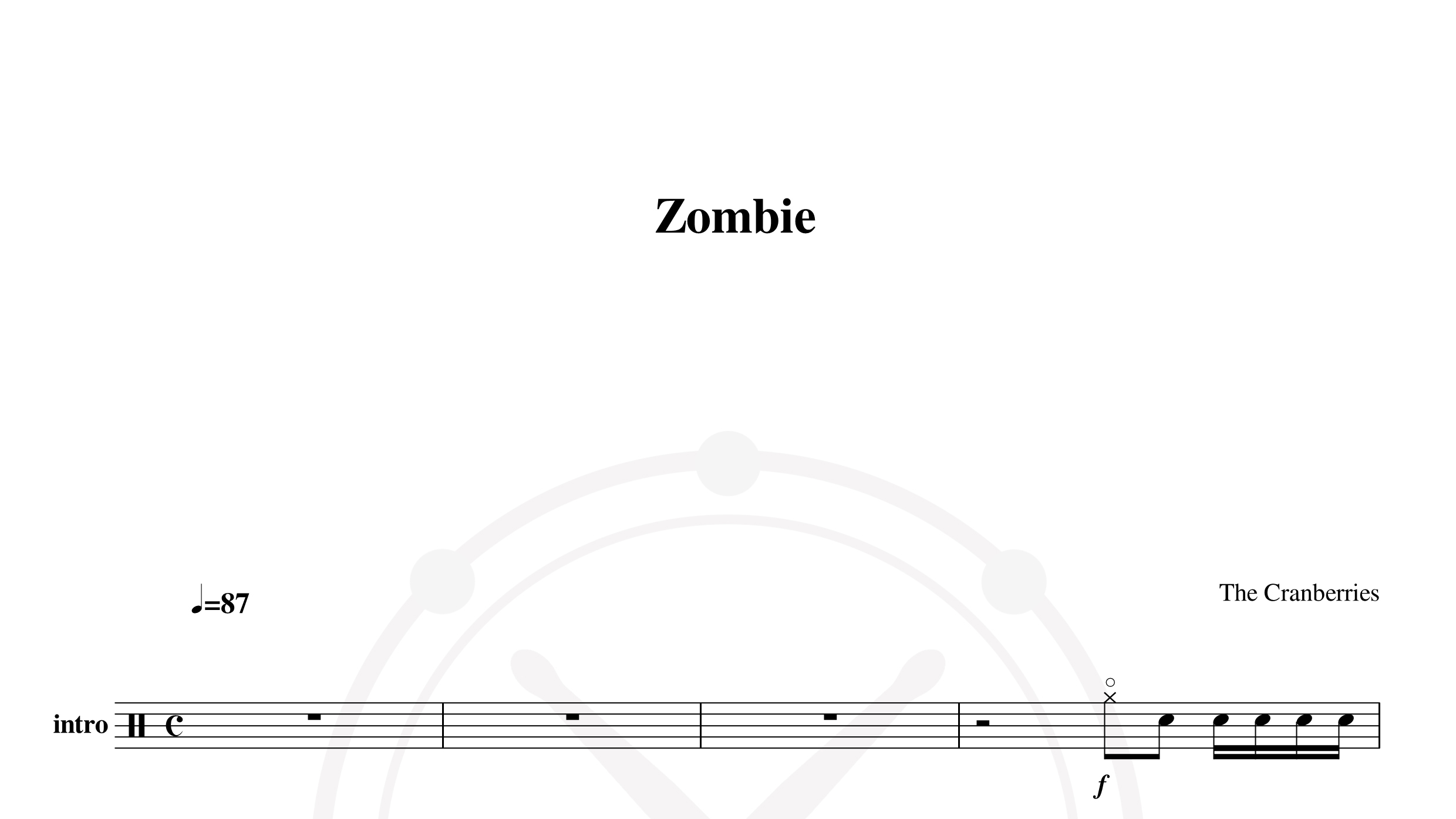 Cranberries – zombie 鼓谱