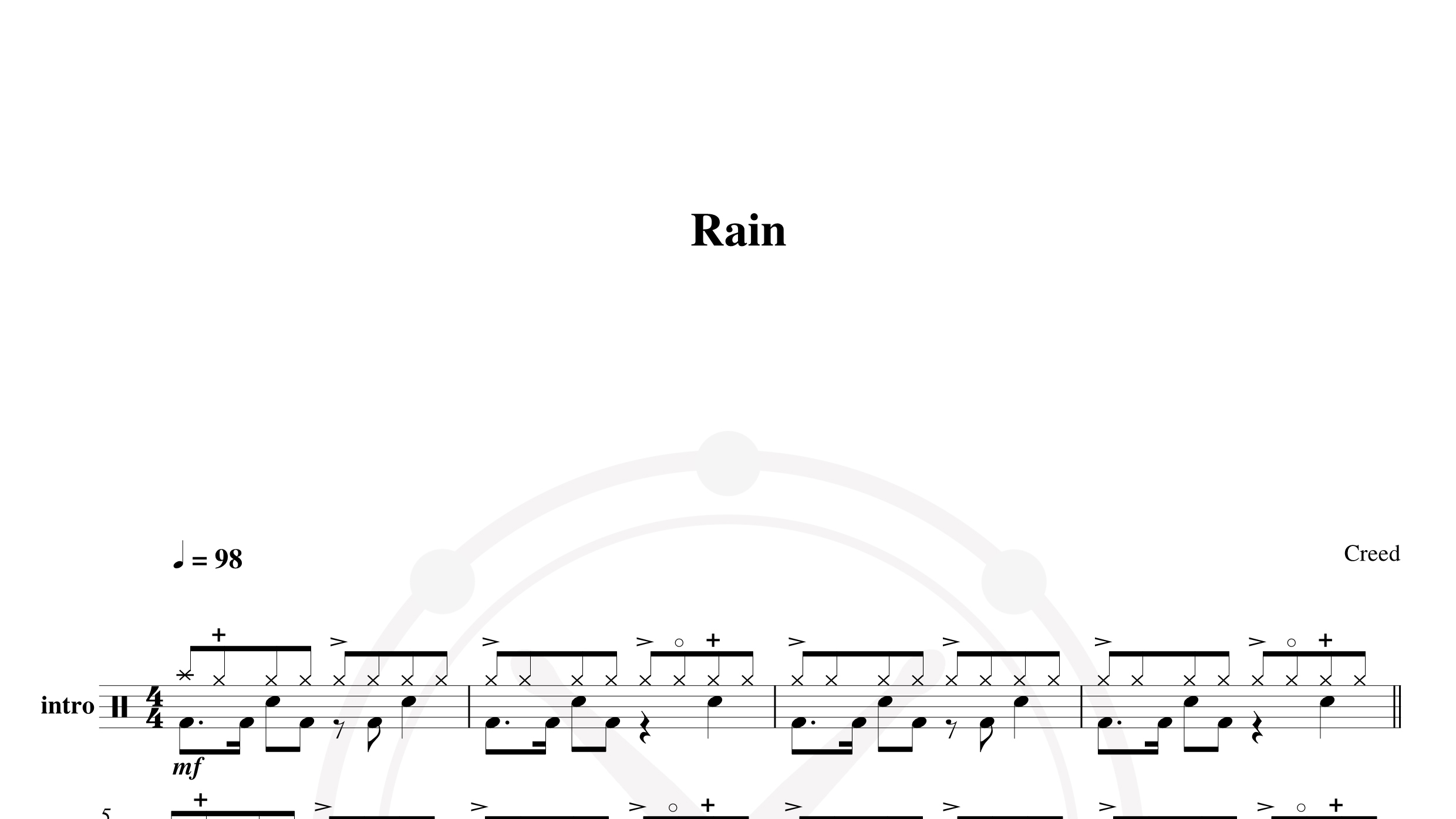 Creed – Rain鼓谱