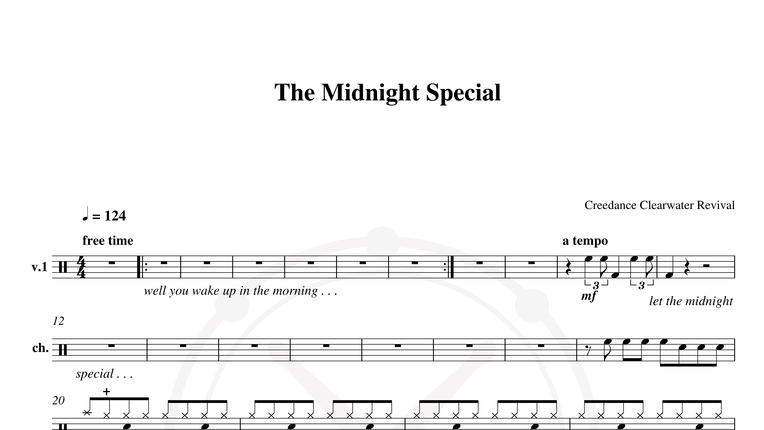 Creedance Clearwater Revival – the midnight special鼓谱