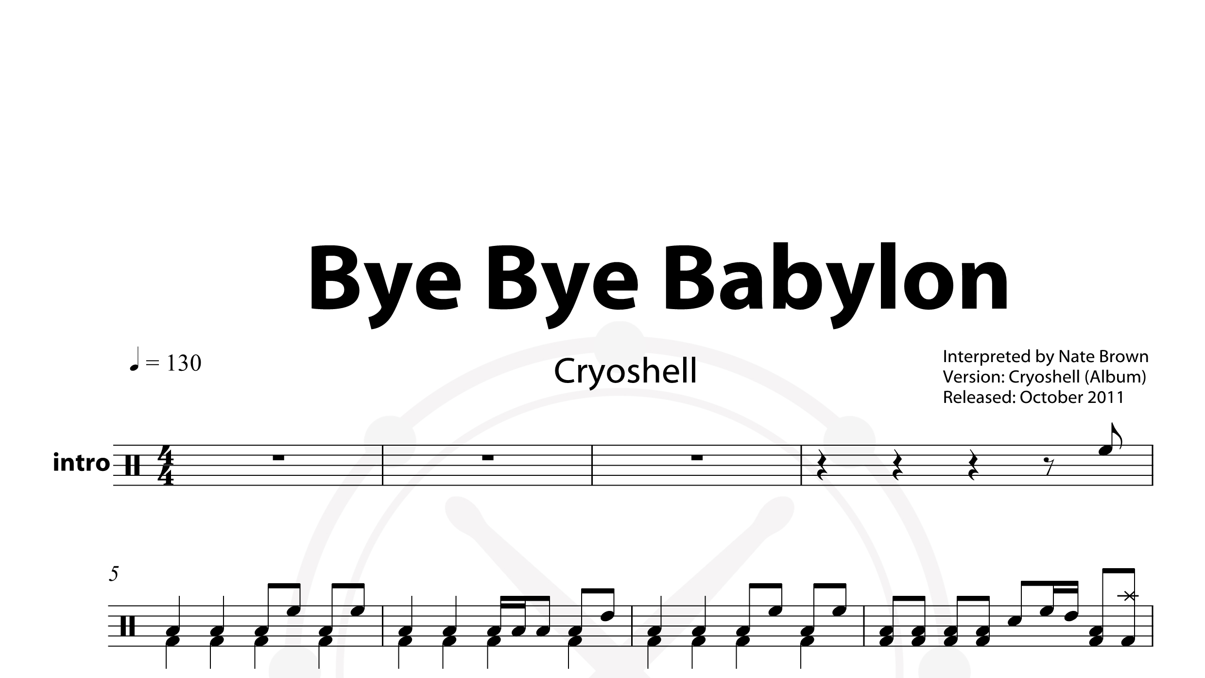 Cryoshell – Bye Bye Babylon鼓谱