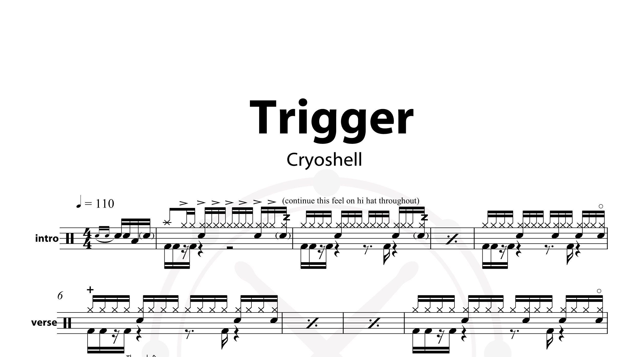 Cryoshell – Trigger鼓谱