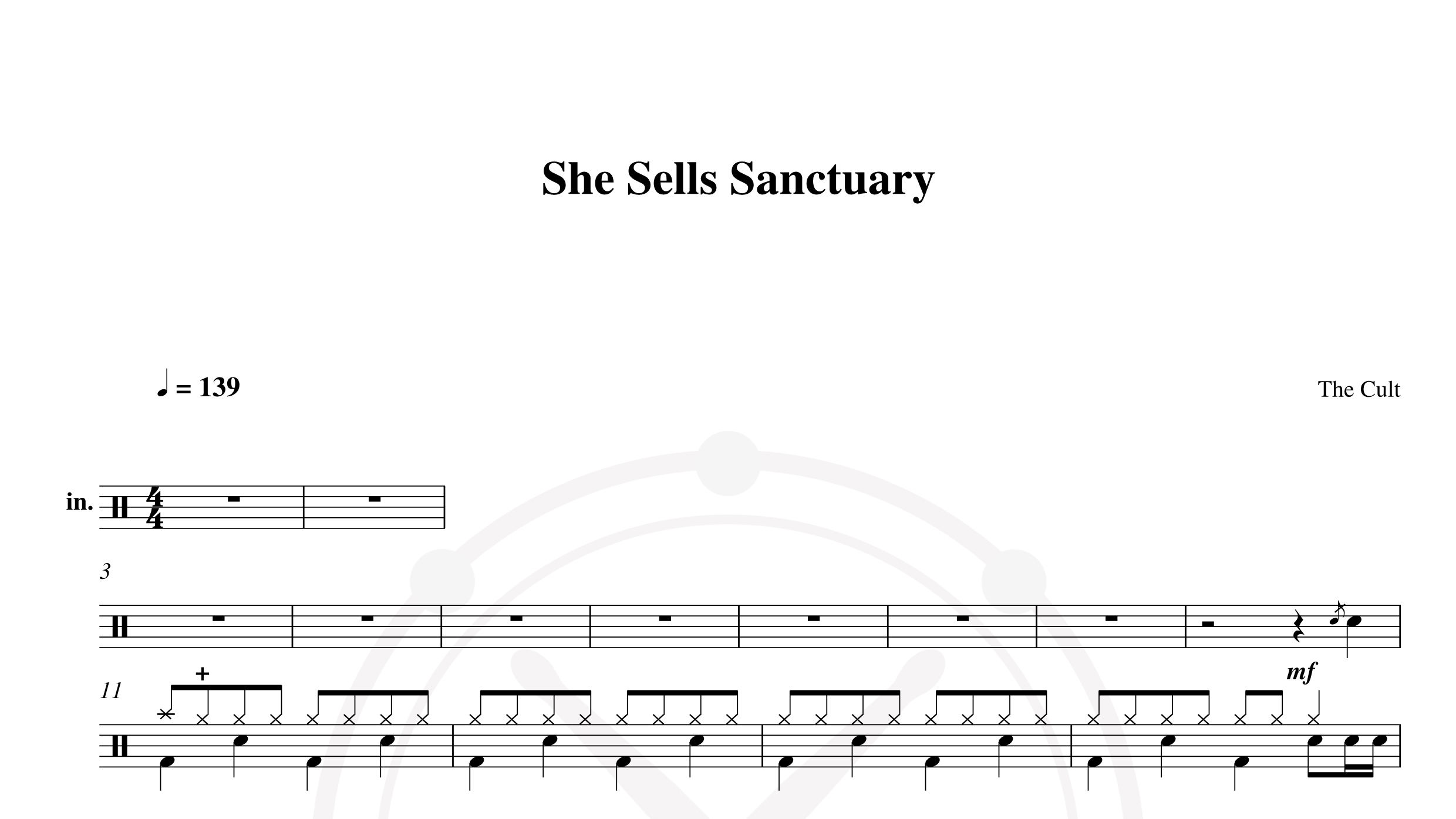 Cult – She Sells Sanctuary鼓谱