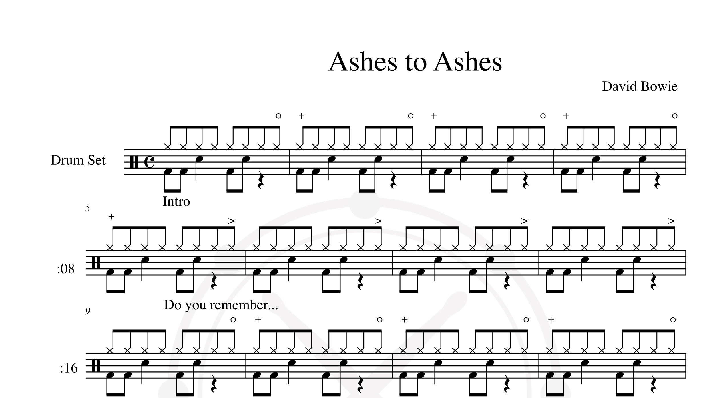 David Bowie – Ashes to ashes鼓谱