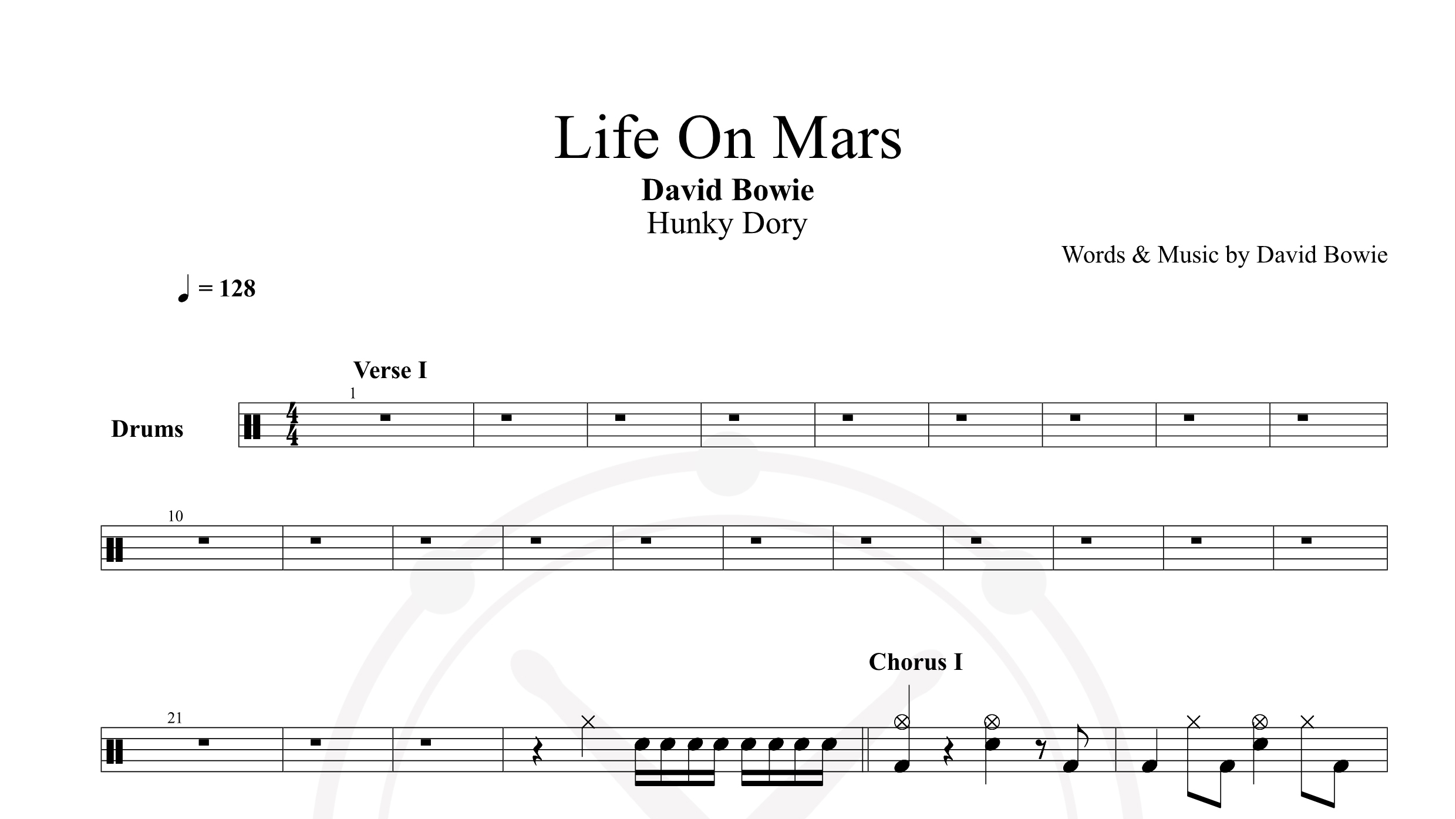 David Bowie – Life On Mars鼓谱