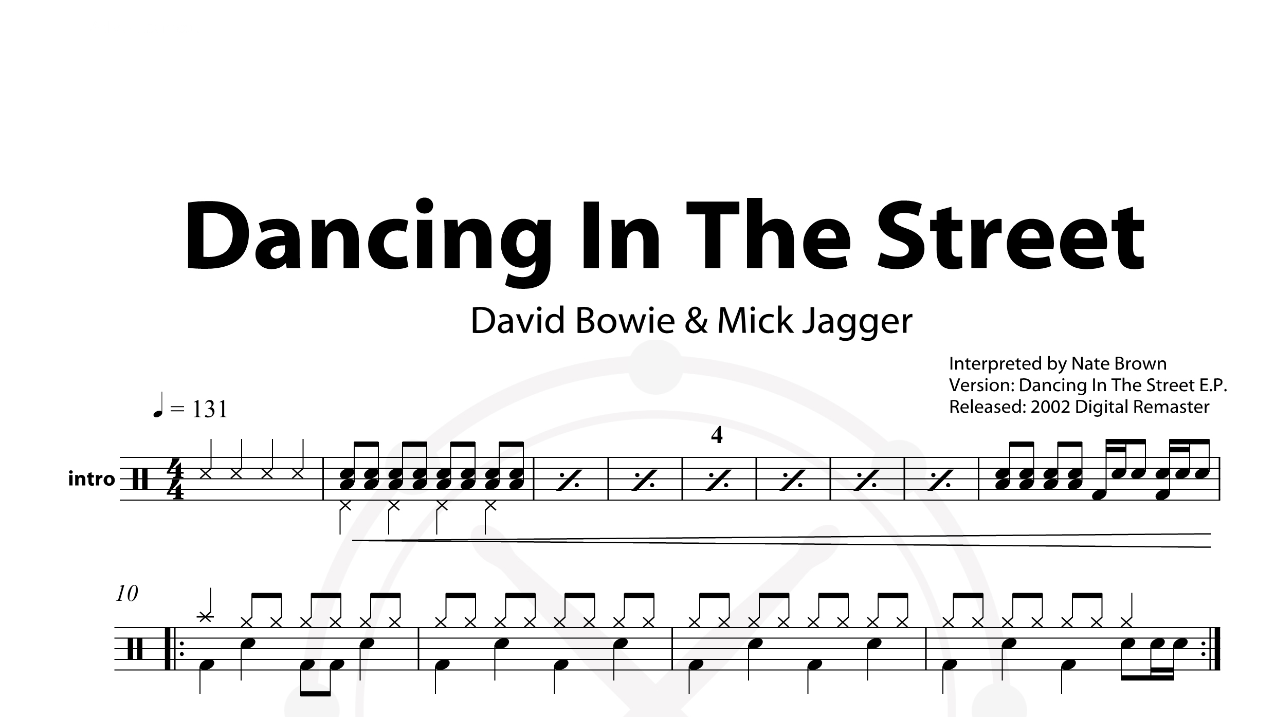 David Bowie&Mick Jagger – Dancing In The Street鼓谱