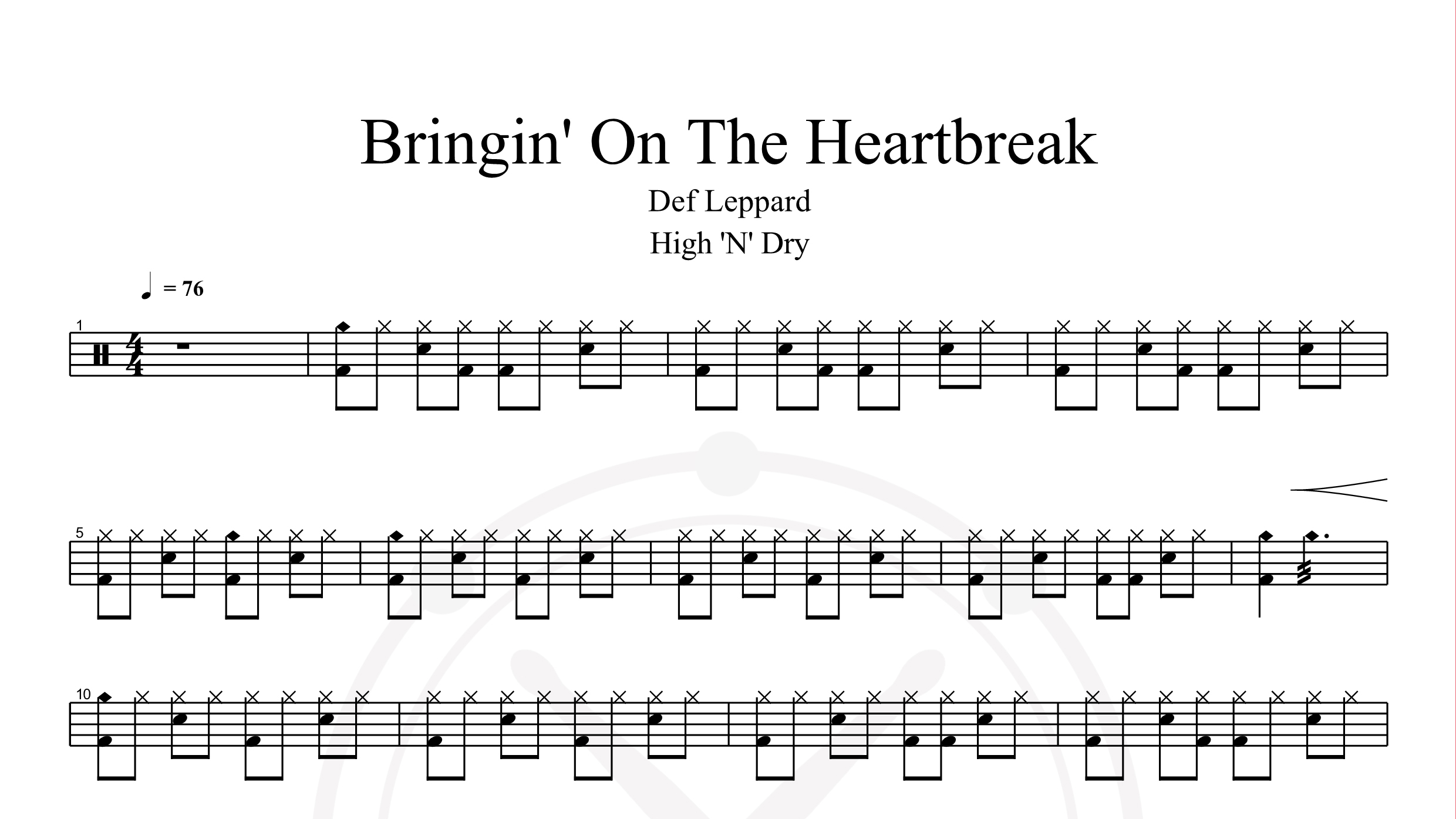 Def Leppard – Bringin’ On The Heartbreak鼓谱