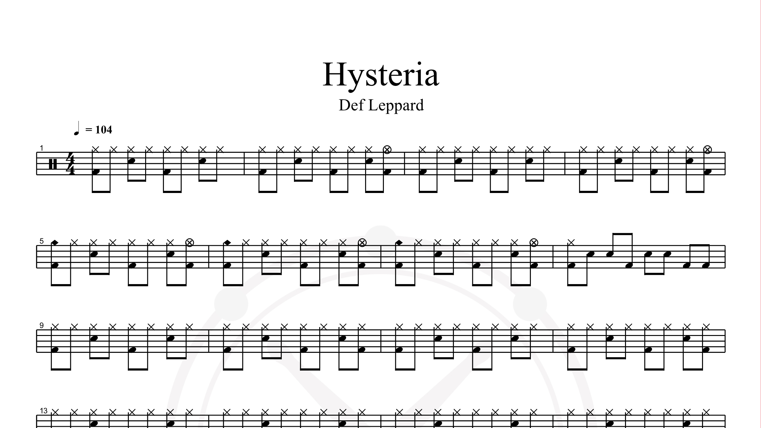 Def Leppard – Hysteria鼓谱