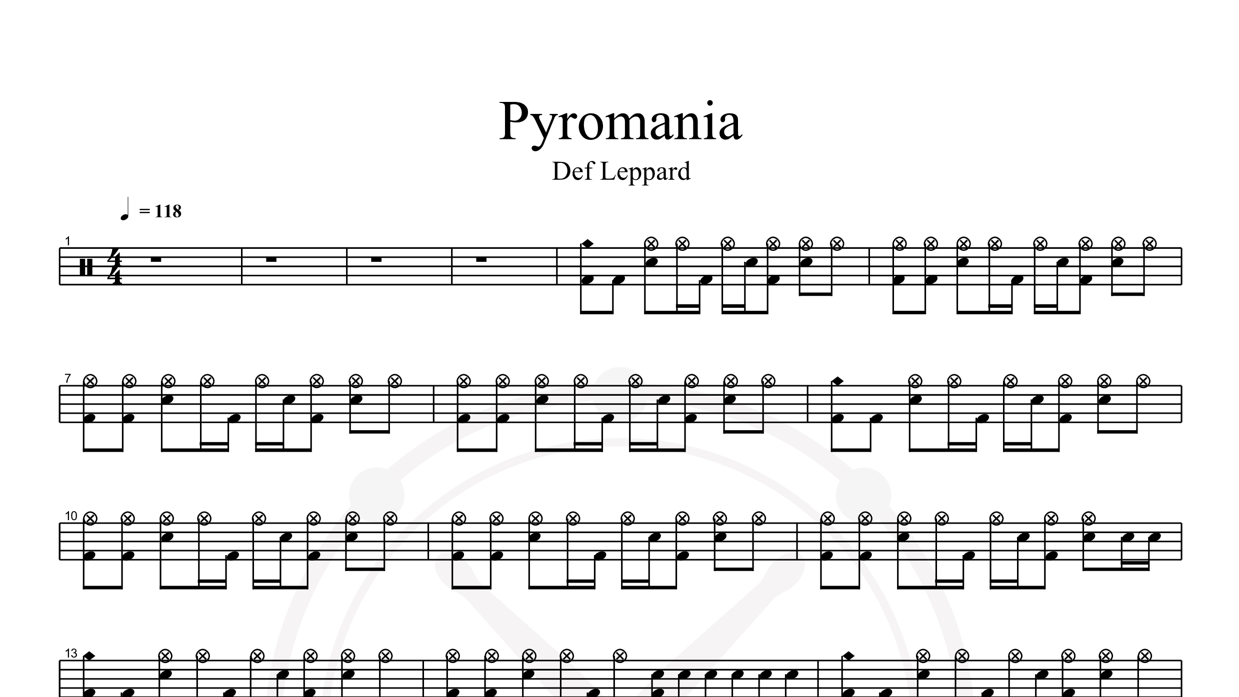 Def Leppard – Pyromania鼓谱