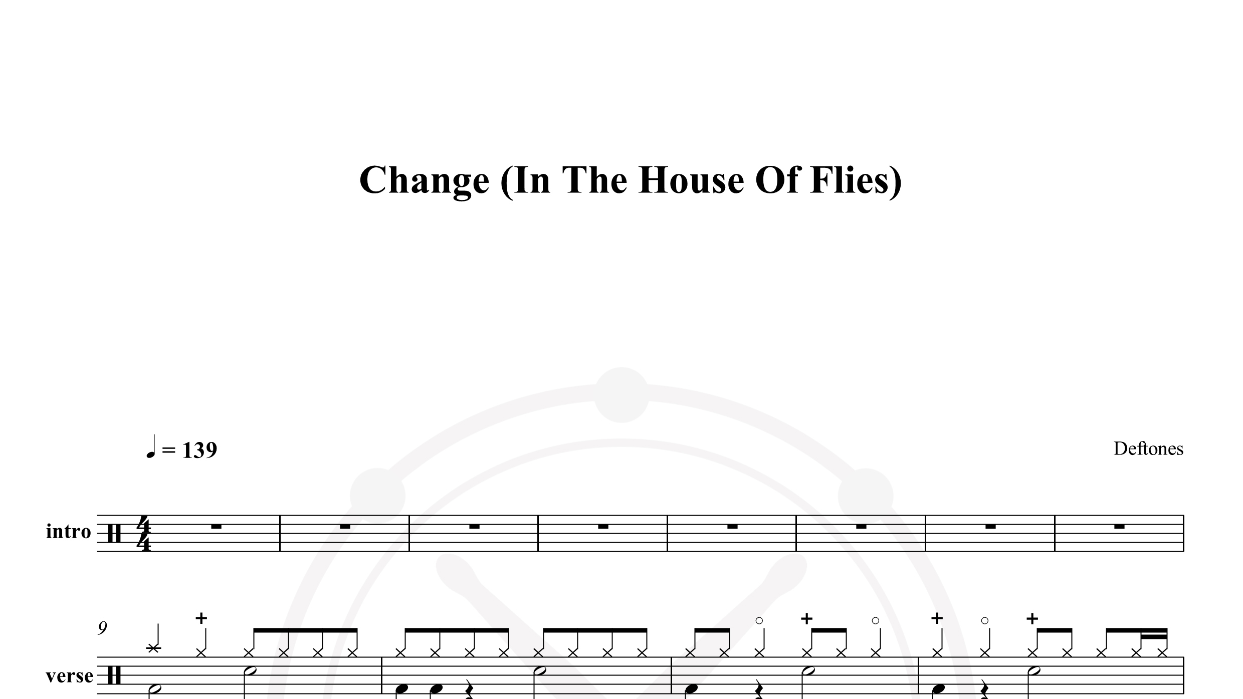 Deftones – change鼓谱