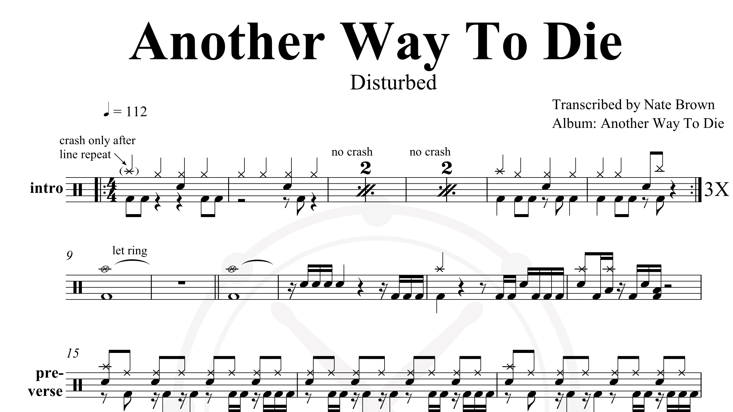 Disturbed – Another Way To Die鼓谱