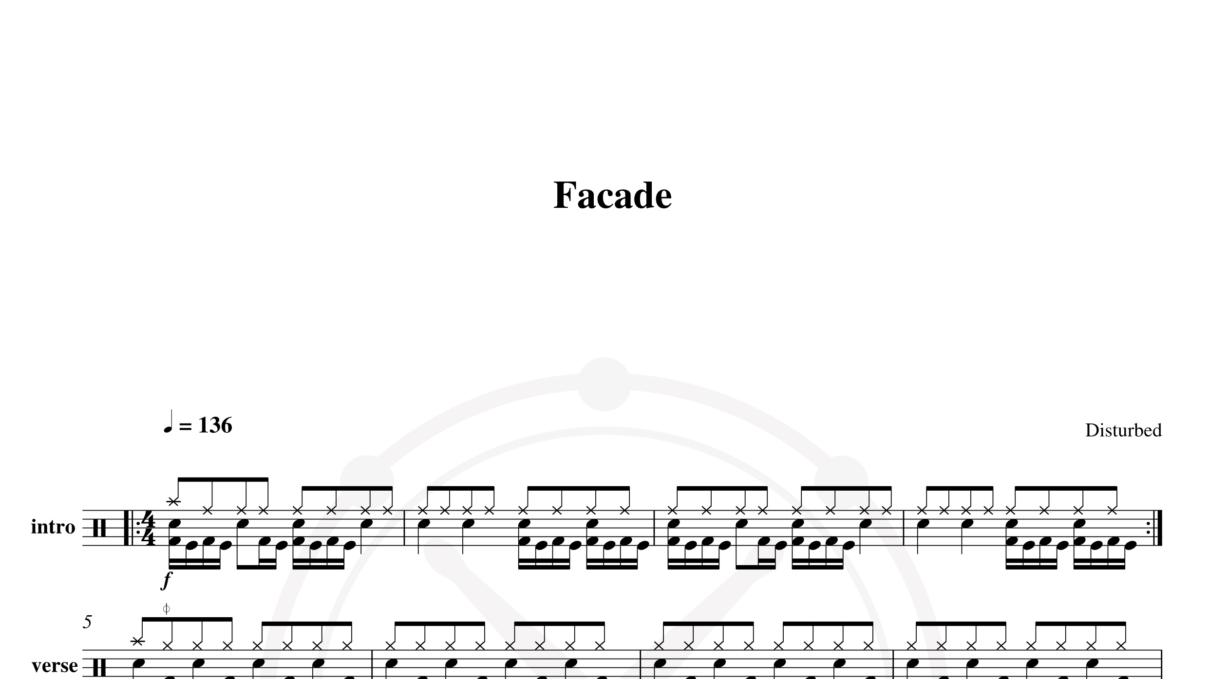 Disturbed – Facade鼓谱