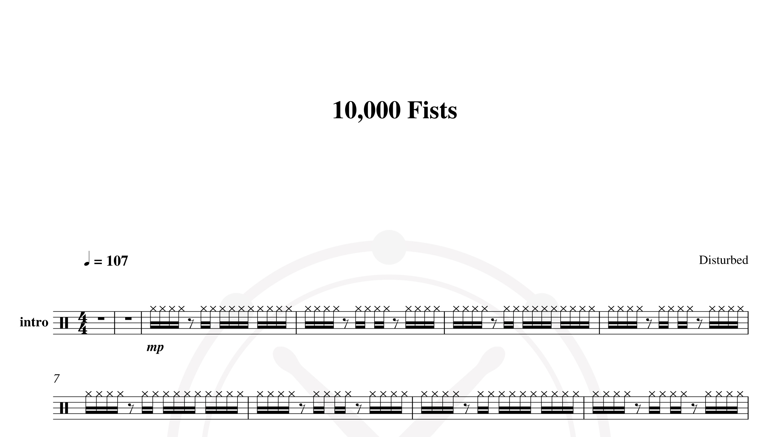 Disturbed – ten thousand fists鼓谱